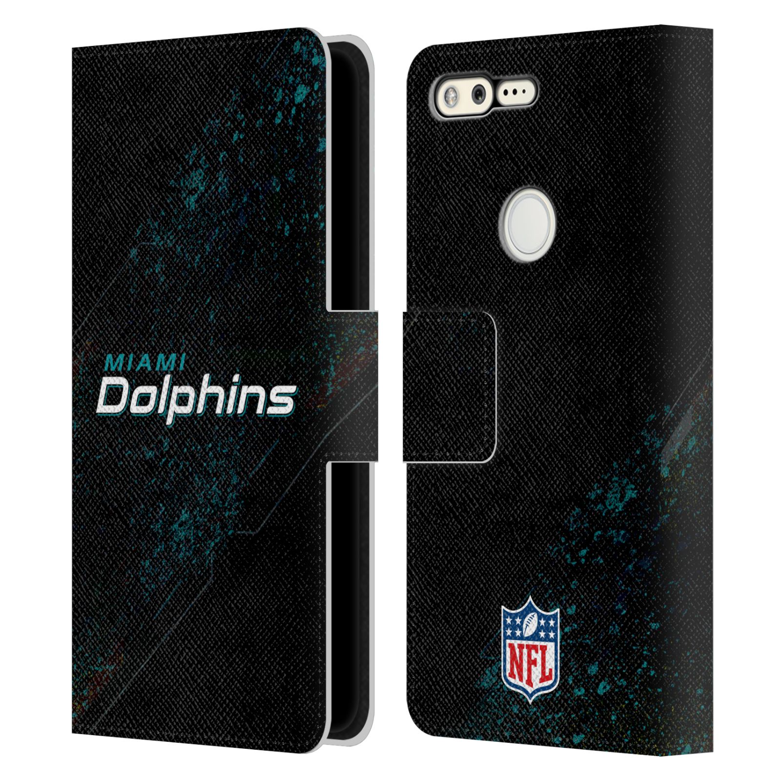 FUNDA OFICIAL DE LIBRO DE CUERO CON LOGOTIPO DE DELFINES MIAMI DE LA NFL PARA TELÉFONOS GOOGLE - Imagen 7 de 13