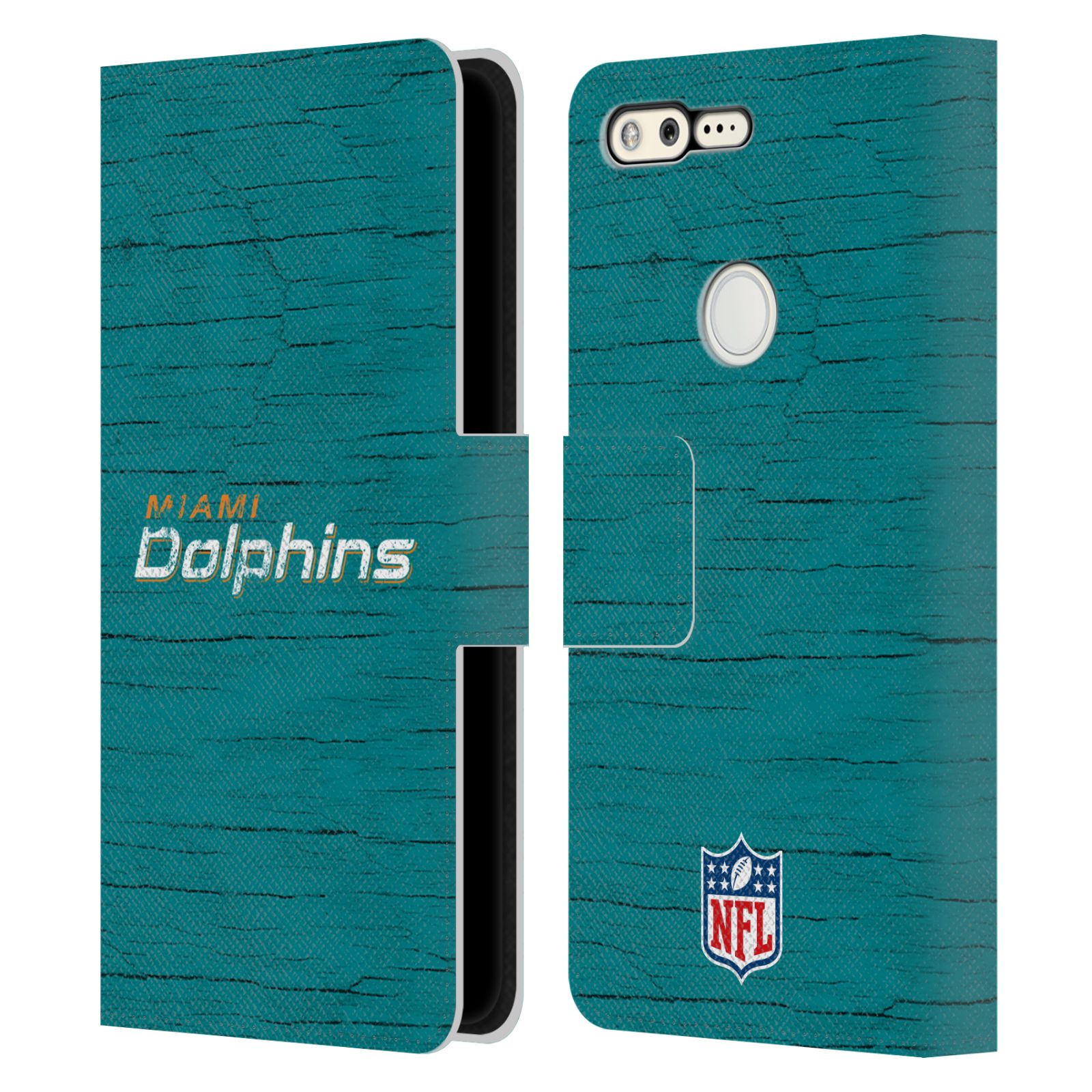 FUNDA OFICIAL DE LIBRO DE CUERO CON LOGOTIPO DE DELFINES MIAMI DE LA NFL PARA TELÉFONOS GOOGLE - Imagen 9 de 13