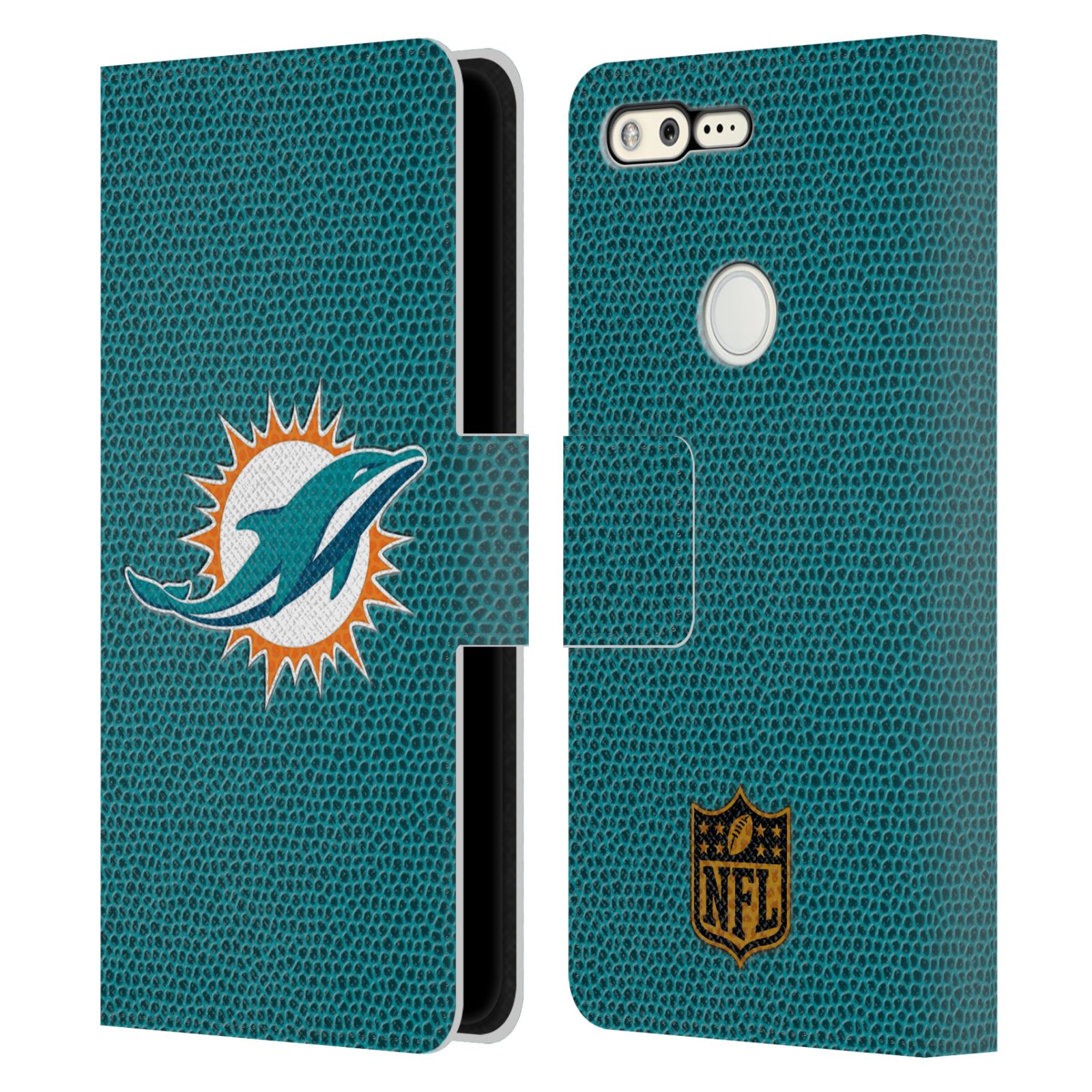 FUNDA OFICIAL DE LIBRO DE CUERO CON LOGOTIPO DE DELFINES MIAMI DE LA NFL PARA TELÉFONOS GOOGLE - Imagen 10 de 13