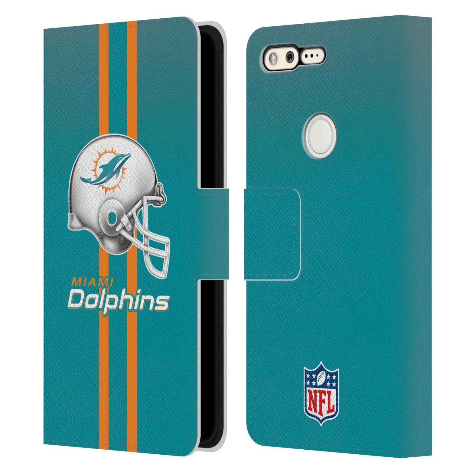 FUNDA OFICIAL DE LIBRO DE CUERO CON LOGOTIPO DE DELFINES MIAMI DE LA NFL PARA TELÉFONOS GOOGLE - Imagen 11 de 13
