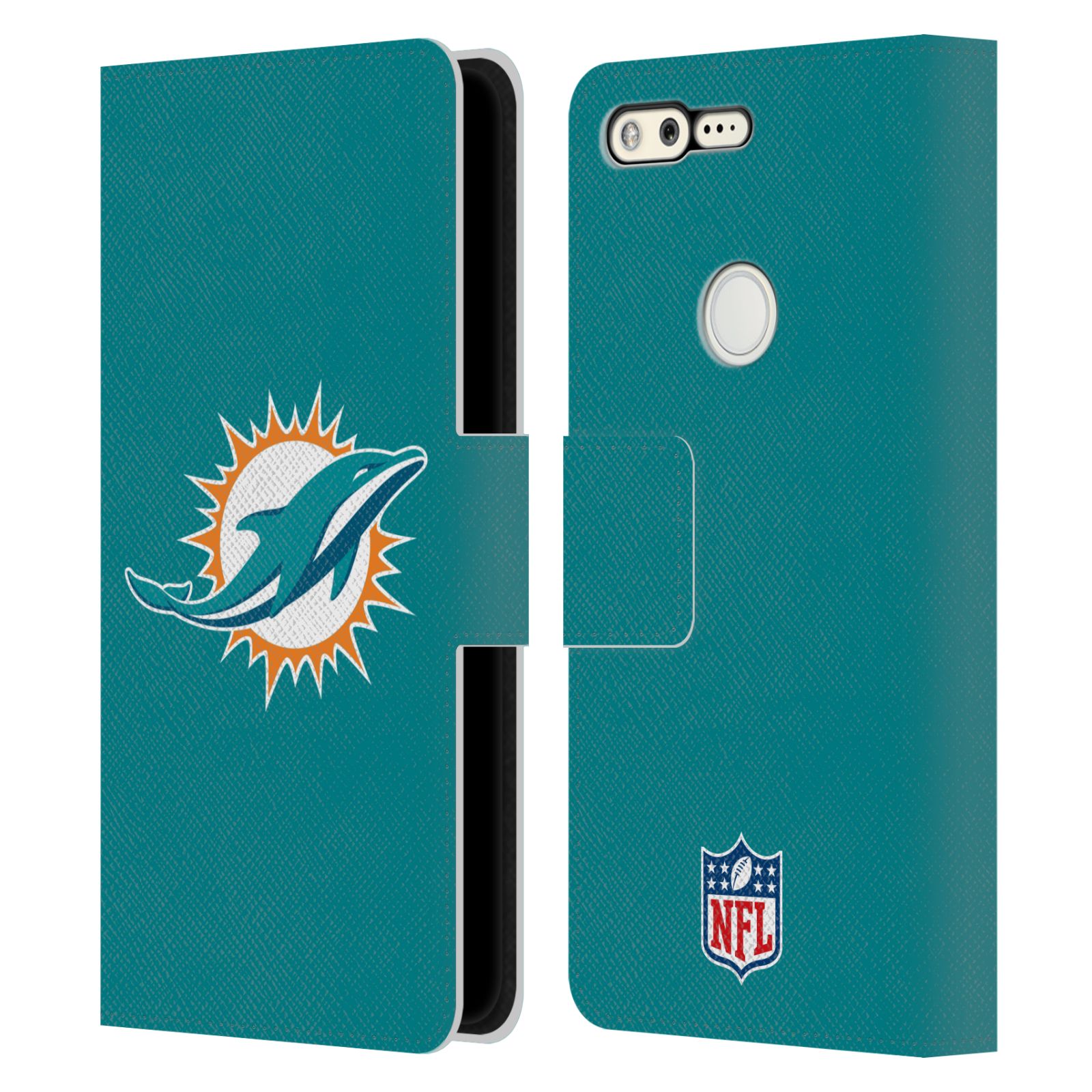 FUNDA OFICIAL DE LIBRO DE CUERO CON LOGOTIPO DE DELFINES MIAMI DE LA NFL PARA TELÉFONOS GOOGLE - Imagen 12 de 13