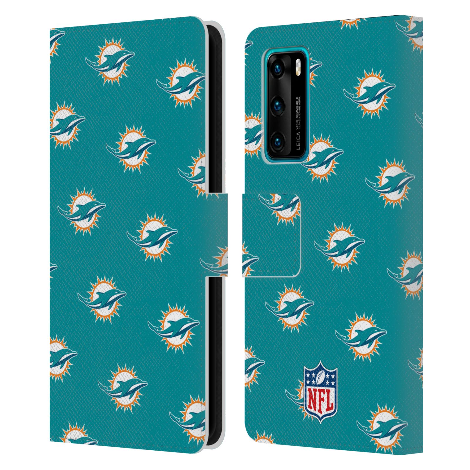 OFFICIAL NFL MIAMI DOLPHINS ARTWORK LEATHER BOOK CASE FOR HUAWEI PHONES - Picture 9 of 10