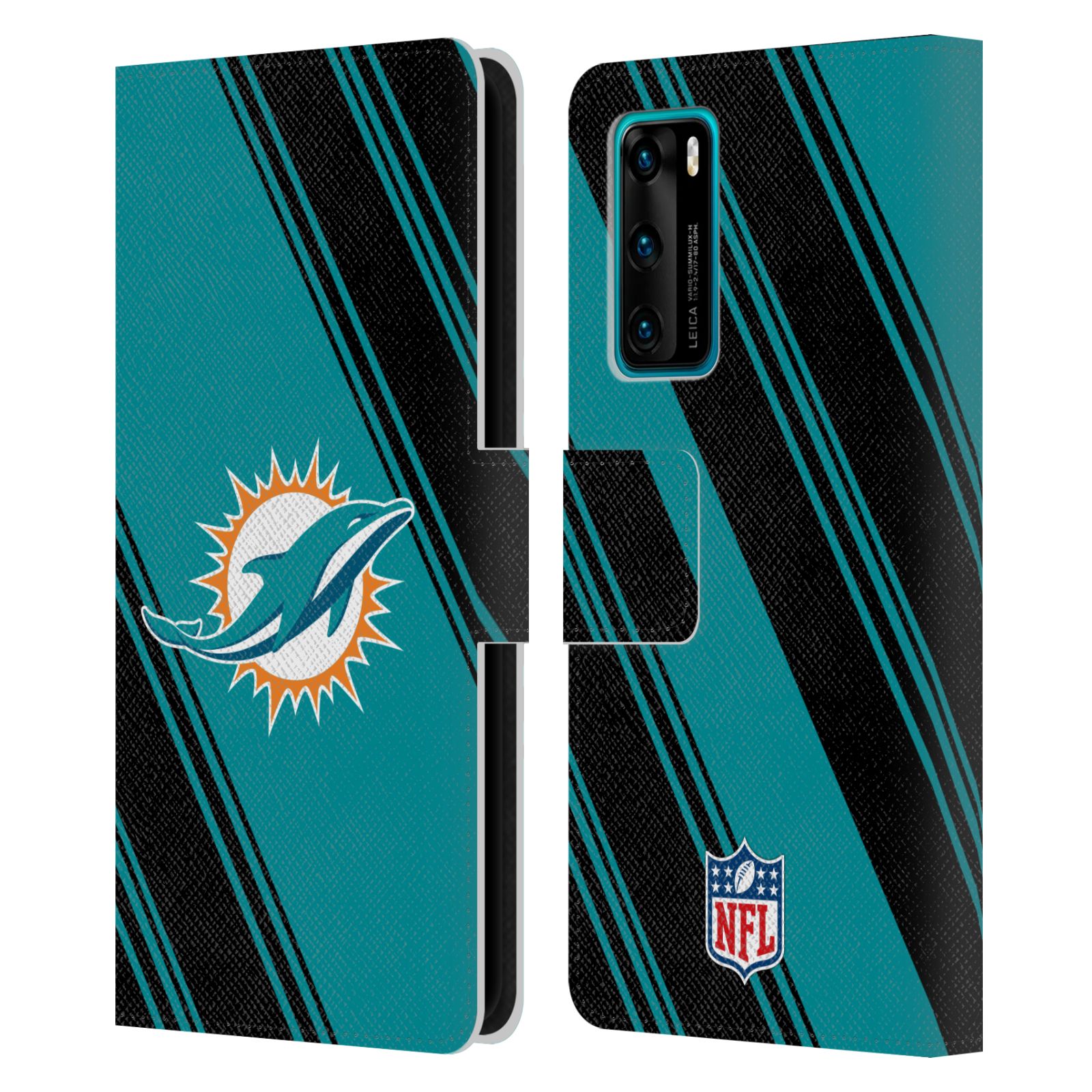 OFFICIAL NFL MIAMI DOLPHINS ARTWORK LEATHER BOOK CASE FOR HUAWEI PHONES - Picture 10 of 10