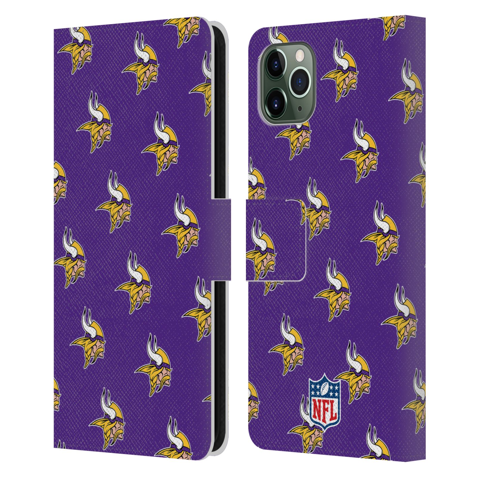 NFL MINNESOTA VIKINGS ARTWORK LEATHER BOOK WALLET CASE FOR APPLE iPHONE PHONES - Picture 9 of 10