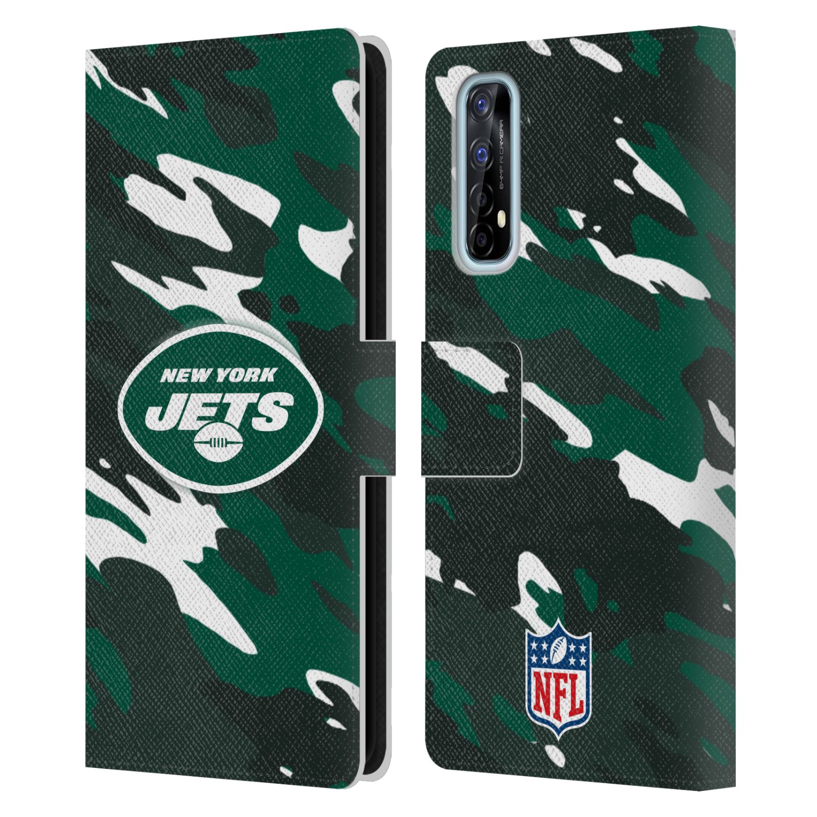 OFFICIAL NFL NEW YORK JETS LOGO LEATHER BOOK WALLET CASE COVER FOR REALME PHONES - Picture 8 of 13