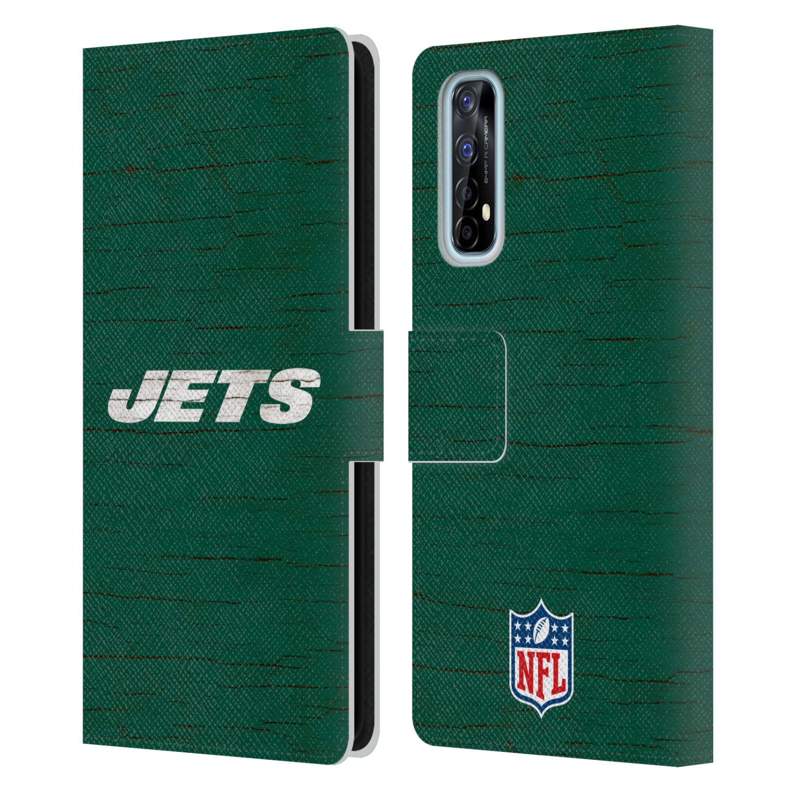 OFFICIAL NFL NEW YORK JETS LOGO LEATHER BOOK WALLET CASE COVER FOR REALME PHONES - Picture 9 of 13