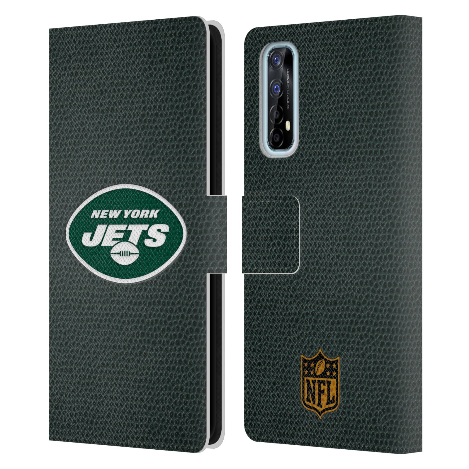 OFFICIAL NFL NEW YORK JETS LOGO LEATHER BOOK WALLET CASE COVER FOR REALME PHONES - Picture 10 of 13