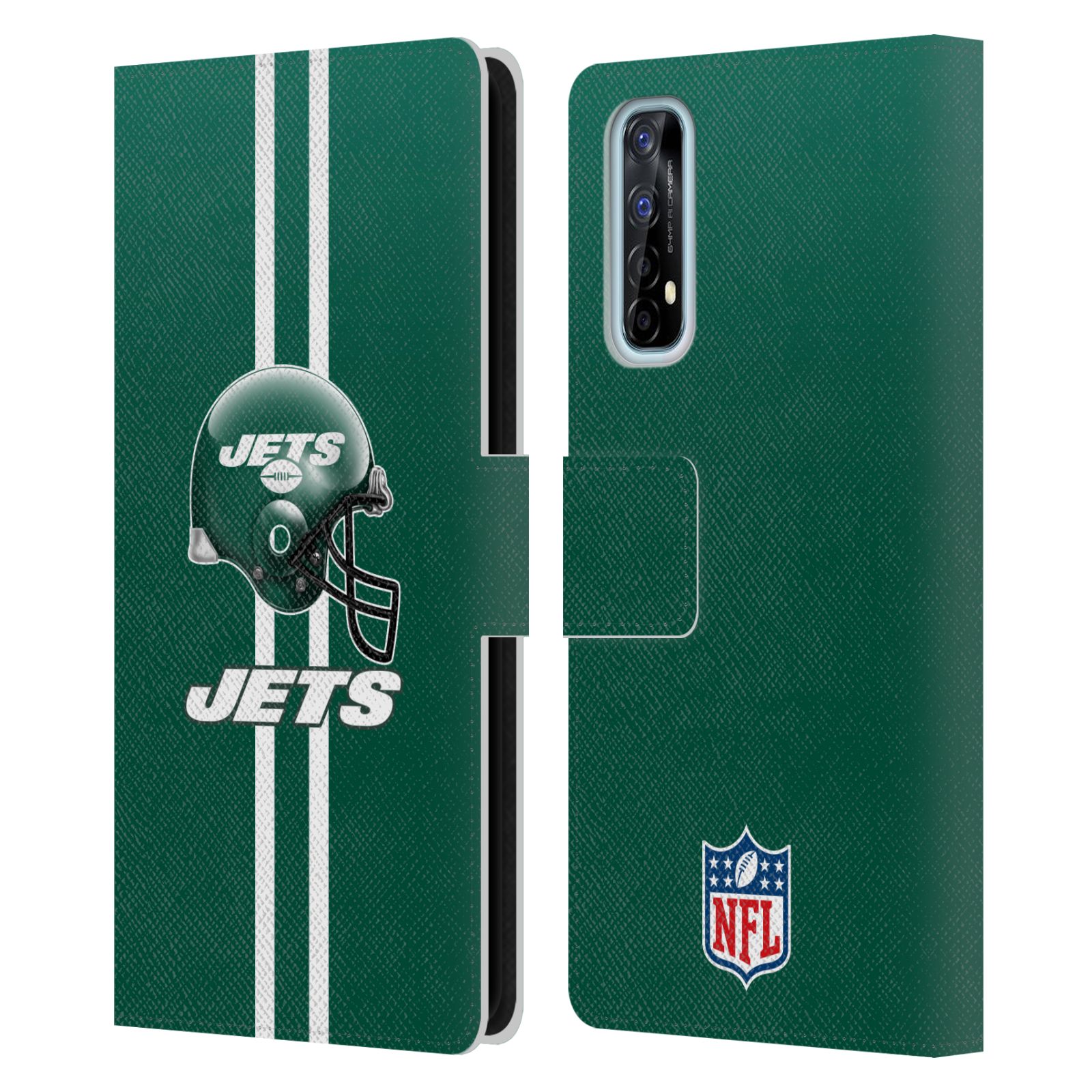 OFFICIAL NFL NEW YORK JETS LOGO LEATHER BOOK WALLET CASE COVER FOR REALME PHONES - Picture 11 of 13