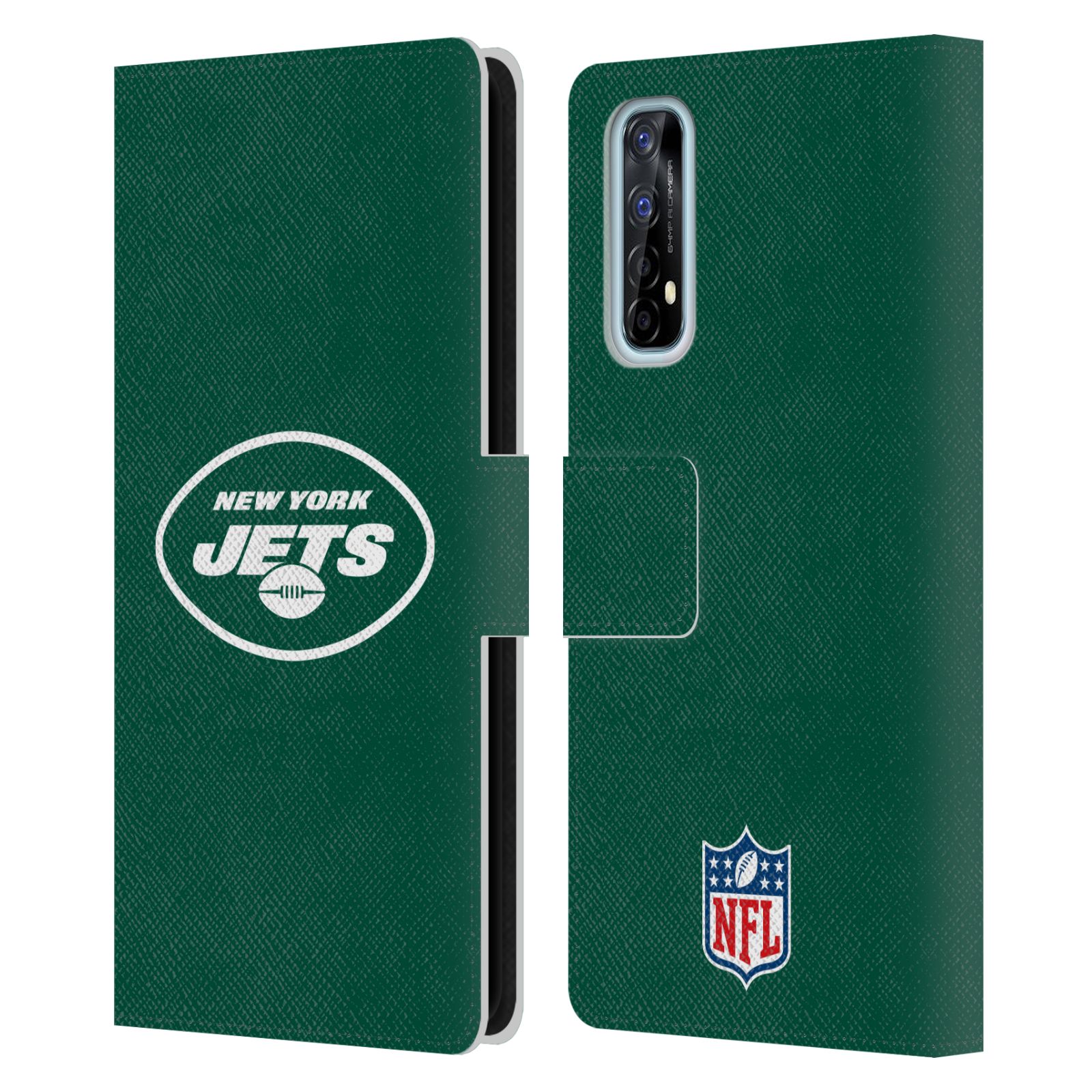 OFFICIAL NFL NEW YORK JETS LOGO LEATHER BOOK WALLET CASE COVER FOR REALME PHONES - Picture 12 of 13
