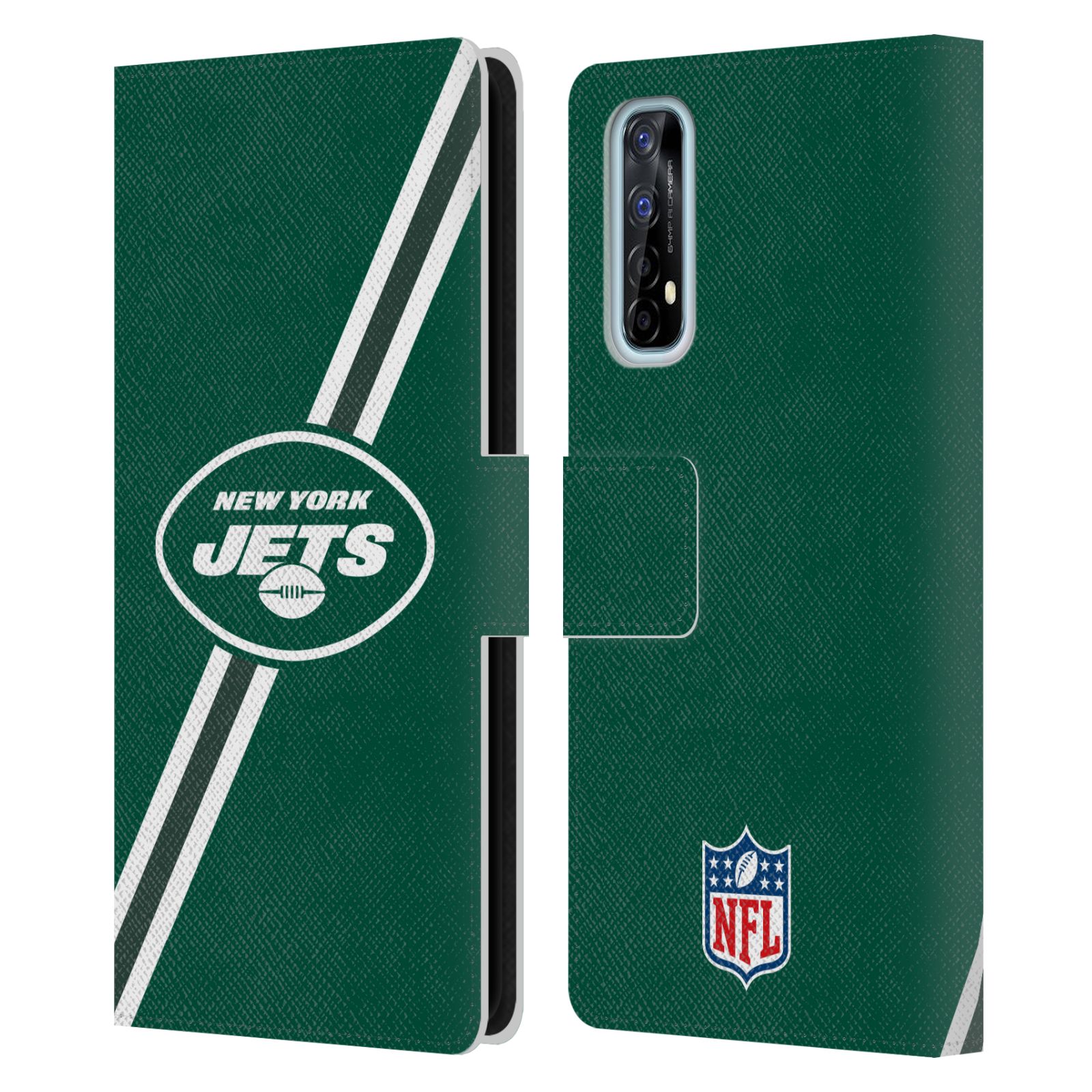 OFFICIAL NFL NEW YORK JETS LOGO LEATHER BOOK WALLET CASE COVER FOR REALME PHONES - Picture 13 of 13