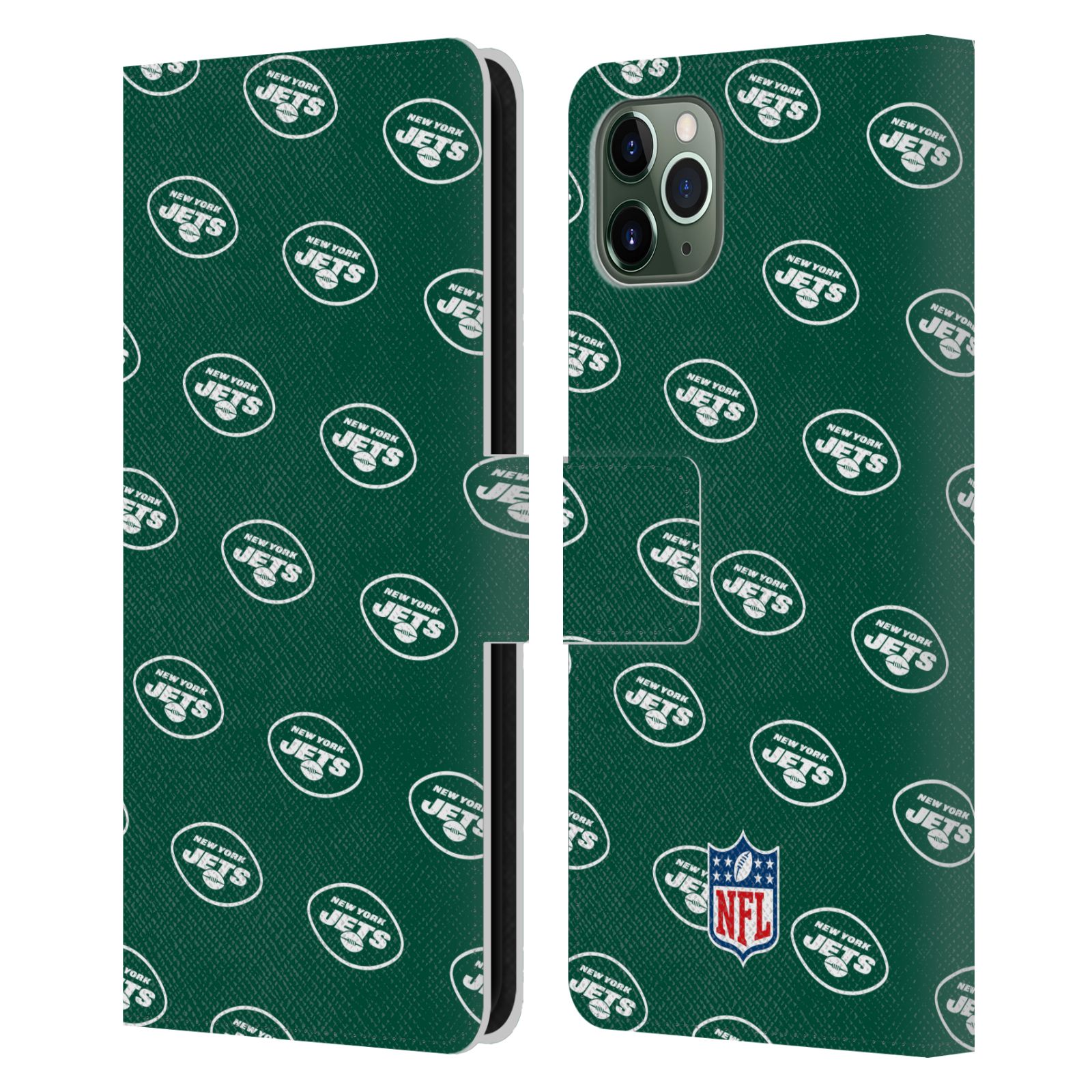 OFFICIAL NFL NEW YORK JETS ARTWORK LEATHER BOOK CASE FOR APPLE iPHONE PHONES - Picture 9 of 10