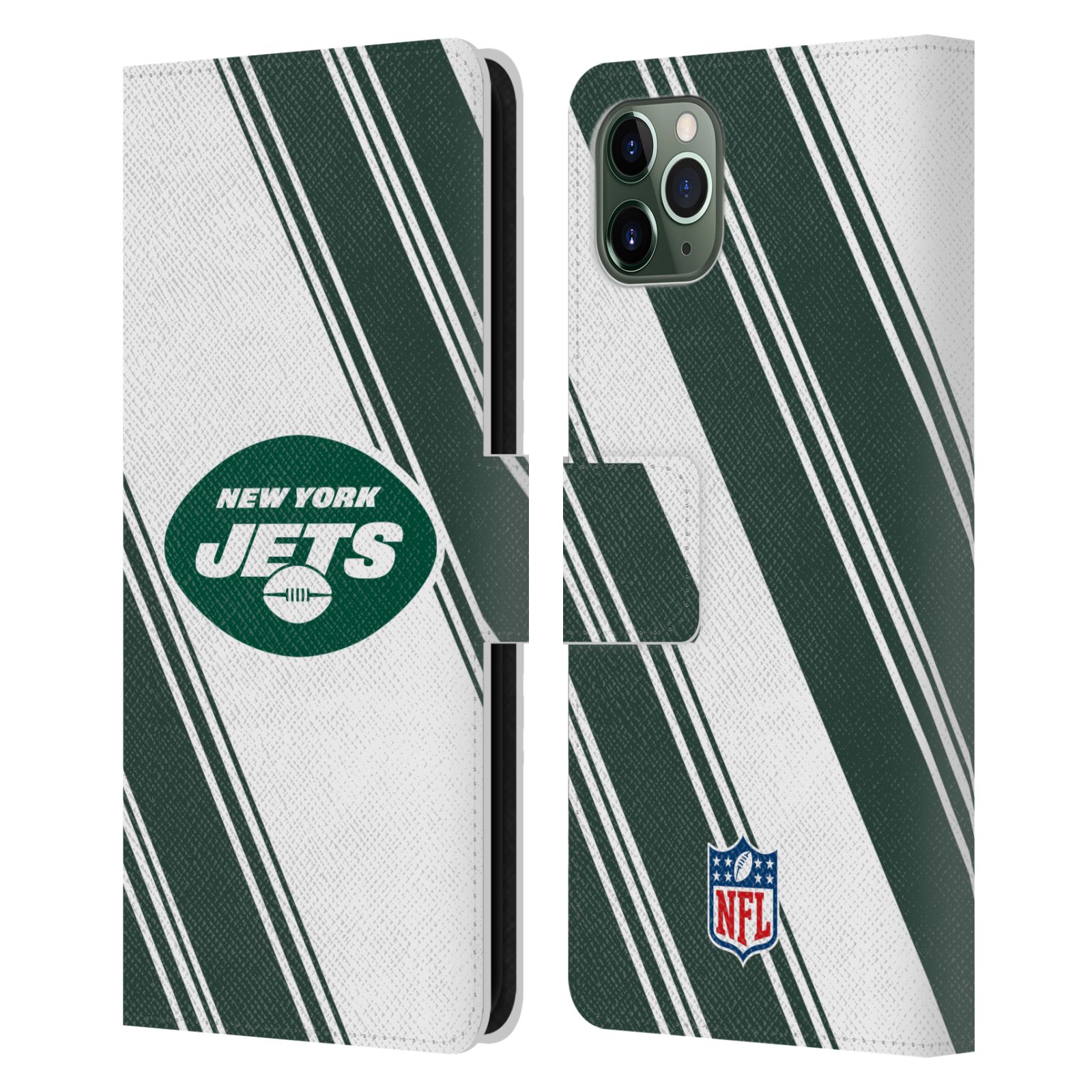 OFFICIAL NFL NEW YORK JETS ARTWORK LEATHER BOOK CASE FOR APPLE iPHONE PHONES - Picture 10 of 10