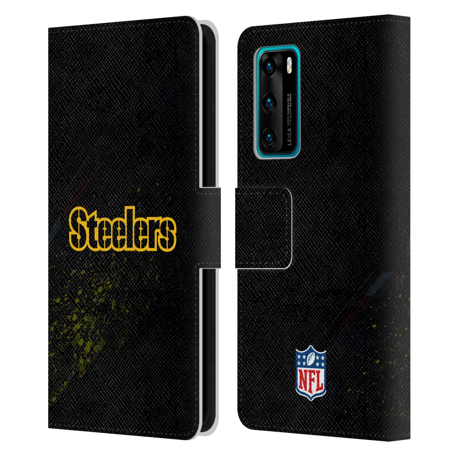 NFL PITTSBURGH STEELERS LOGO LEATHER BOOK WALLET CASE COVER FOR HUAWEI PHONES - Picture 7 of 11