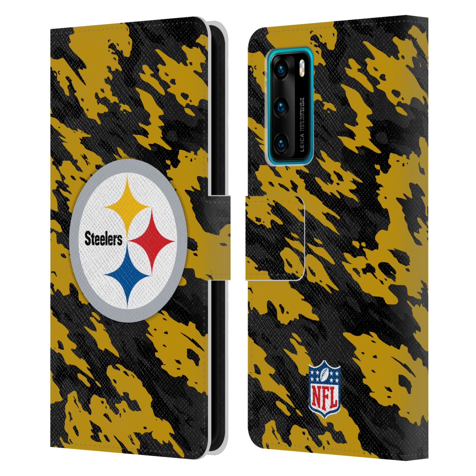 NFL PITTSBURGH STEELERS LOGO LEATHER BOOK WALLET CASE COVER FOR HUAWEI PHONES - Picture 8 of 11