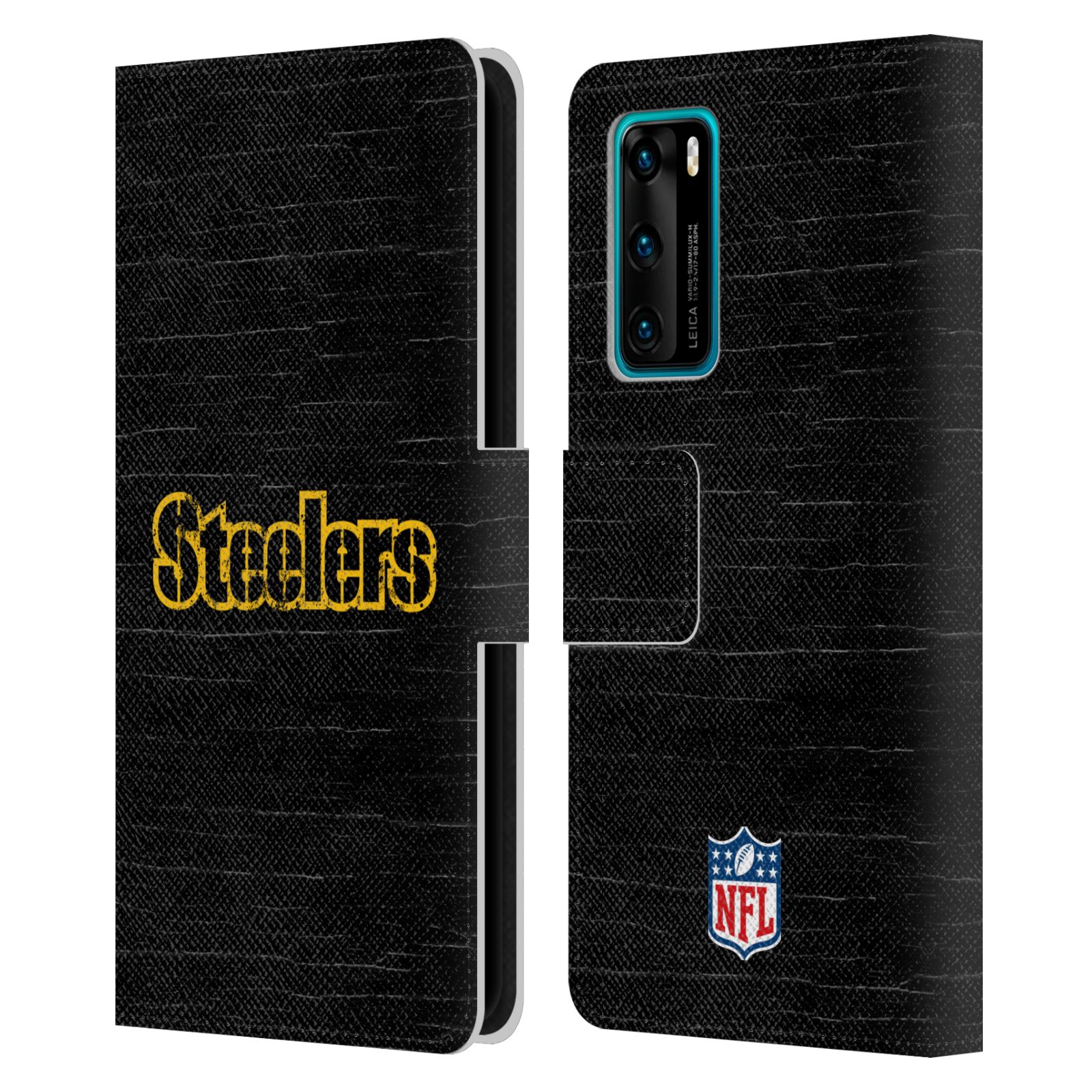 NFL PITTSBURGH STEELERS LOGO LEATHER BOOK WALLET CASE COVER FOR HUAWEI PHONES - Picture 9 of 11
