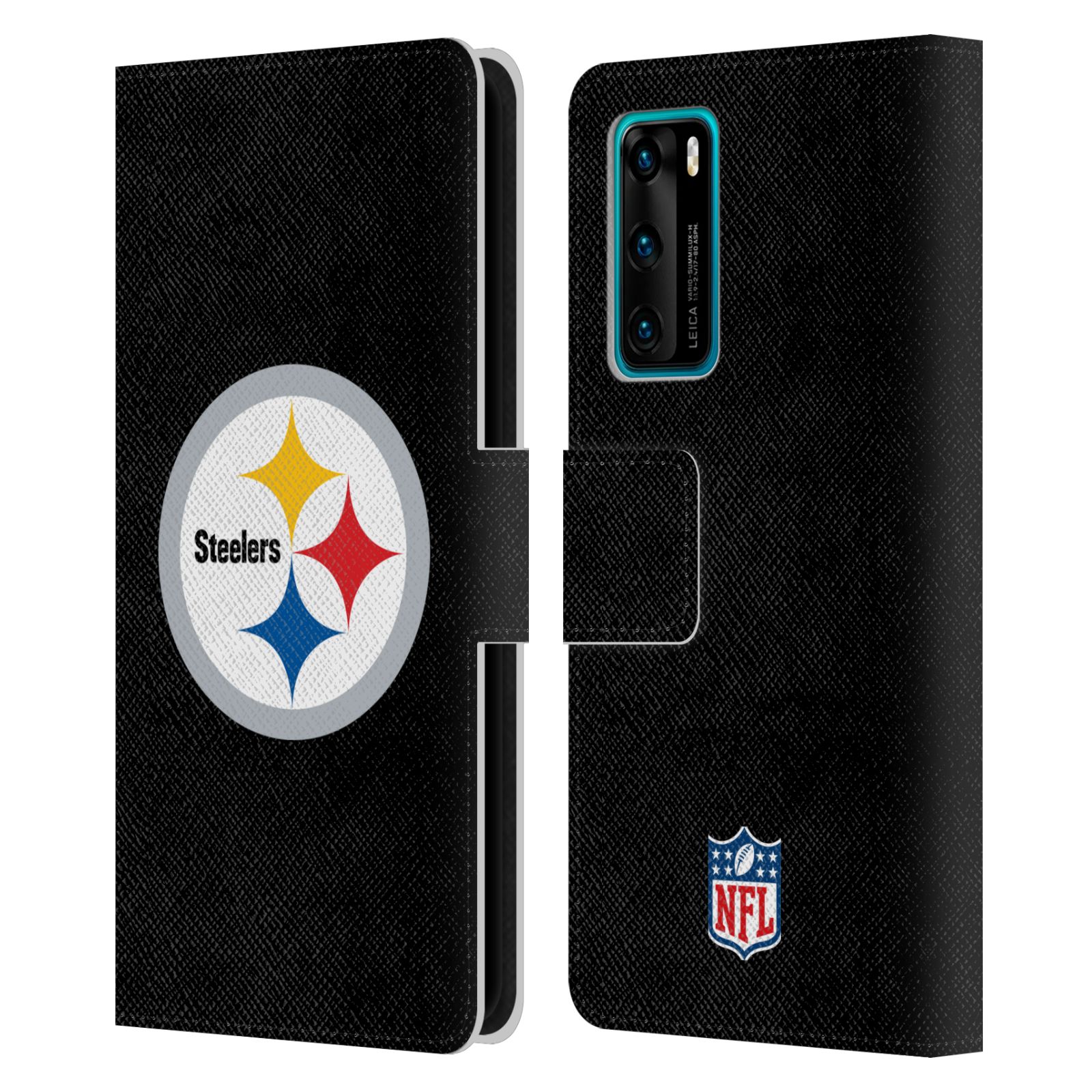 NFL PITTSBURGH STEELERS LOGO LEATHER BOOK WALLET CASE COVER FOR HUAWEI PHONES - Picture 10 of 11