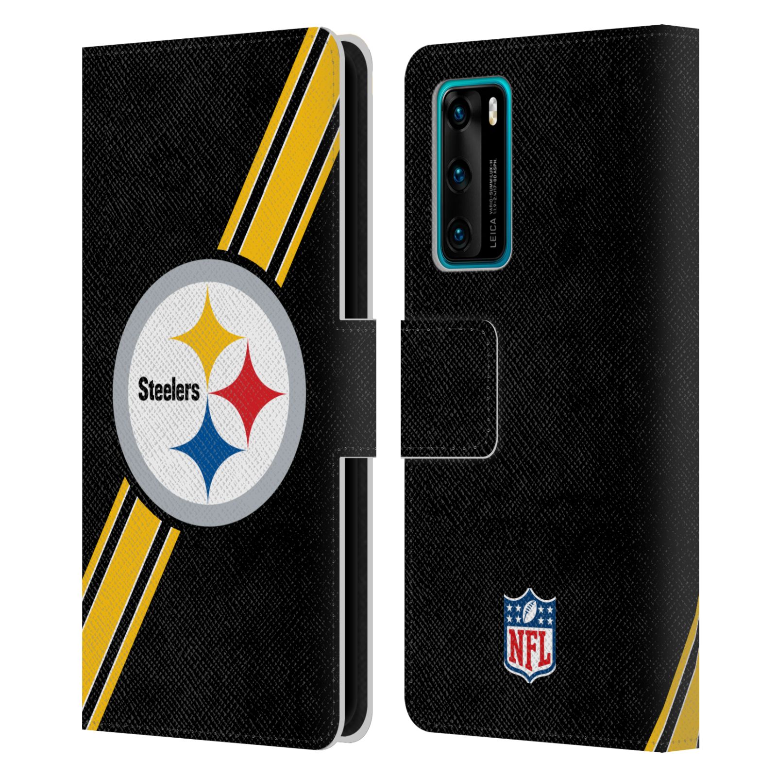 NFL PITTSBURGH STEELERS LOGO LEATHER BOOK WALLET CASE COVER FOR HUAWEI PHONES - Picture 11 of 11