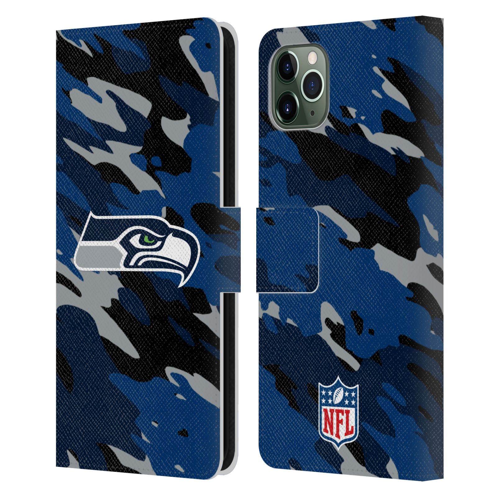 OFFICIAL NFL SEATTLE SEAHAWKS LOGO LEATHER BOOK CASE FOR APPLE iPHONE PHONES - Picture 8 of 13
