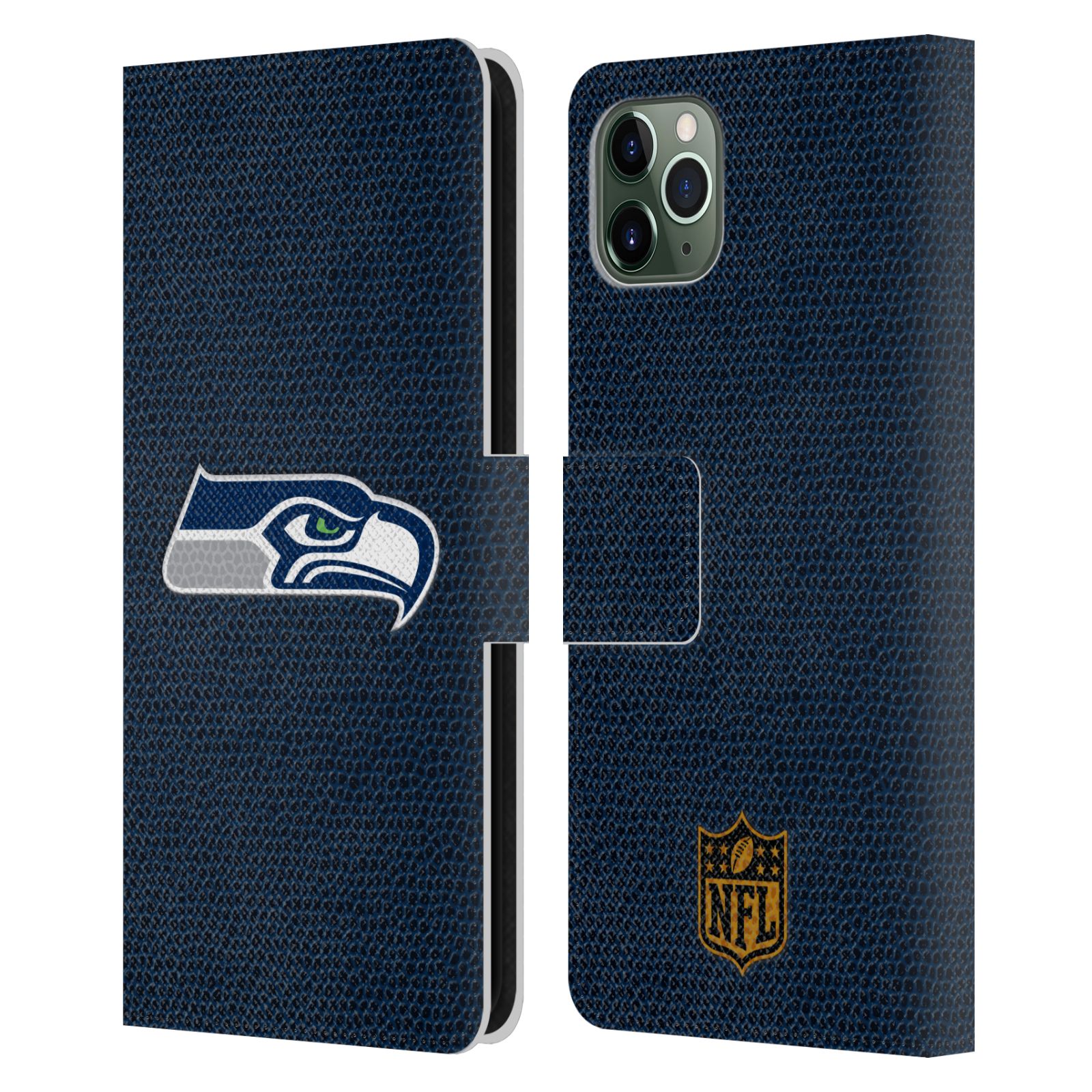 OFFICIAL NFL SEATTLE SEAHAWKS LOGO LEATHER BOOK CASE FOR APPLE iPHONE PHONES - Picture 10 of 13