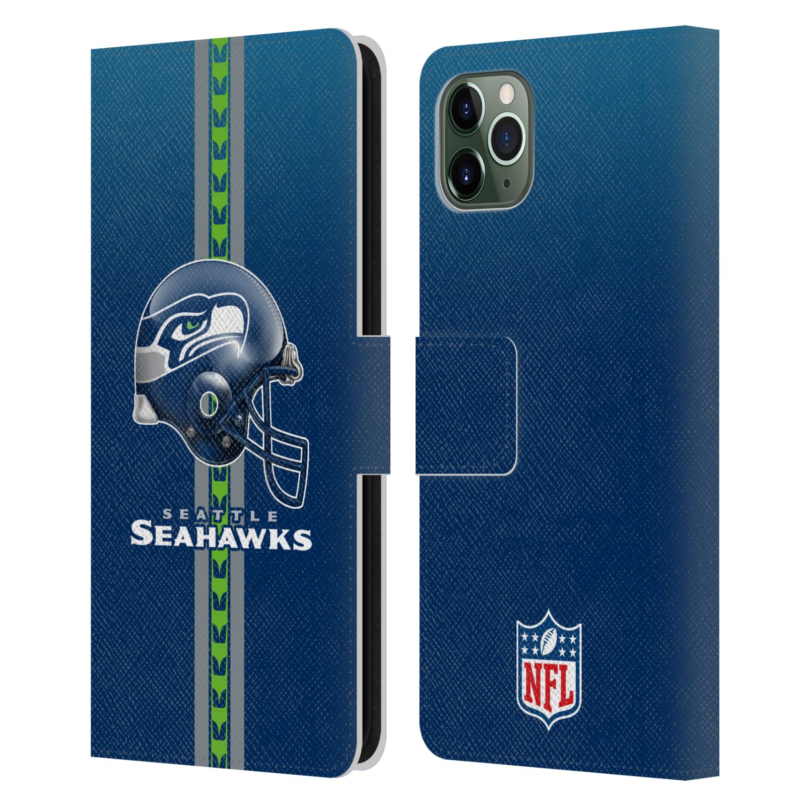 OFFICIAL NFL SEATTLE SEAHAWKS LOGO LEATHER BOOK CASE FOR APPLE iPHONE PHONES - Picture 11 of 13