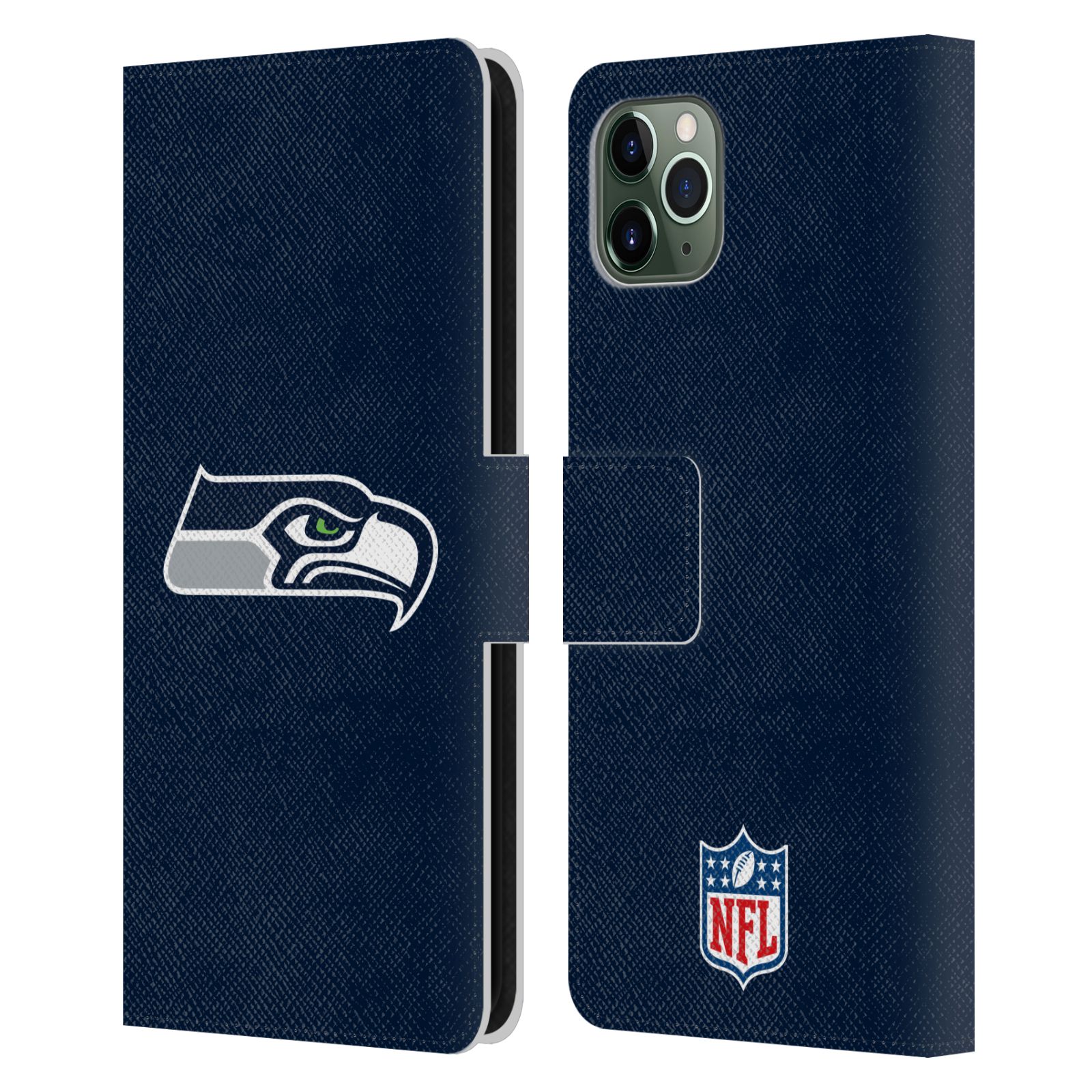 OFFICIAL NFL SEATTLE SEAHAWKS LOGO LEATHER BOOK CASE FOR APPLE iPHONE PHONES - Picture 12 of 13