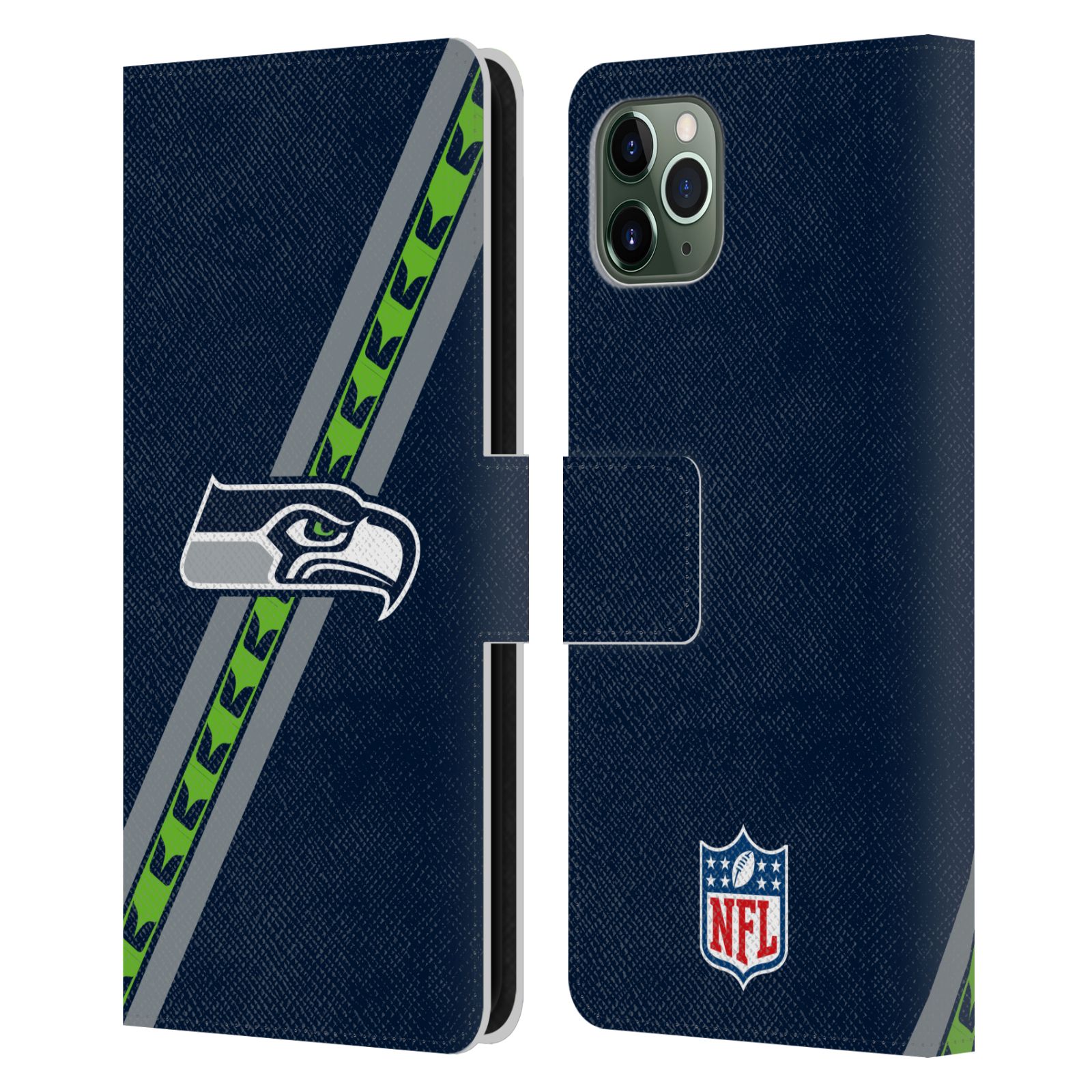 OFFICIAL NFL SEATTLE SEAHAWKS LOGO LEATHER BOOK CASE FOR APPLE iPHONE PHONES - Picture 13 of 13