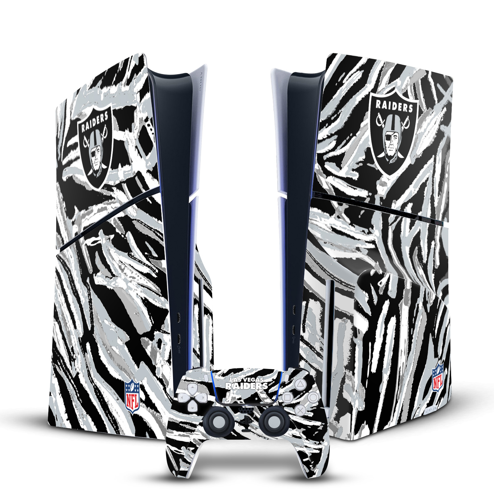 OFFICIAL NFL LAS VEGAS RAIDERS VINYL SKIN FOR PS5 SLIM DISC CONSOLE & CONTROLLER