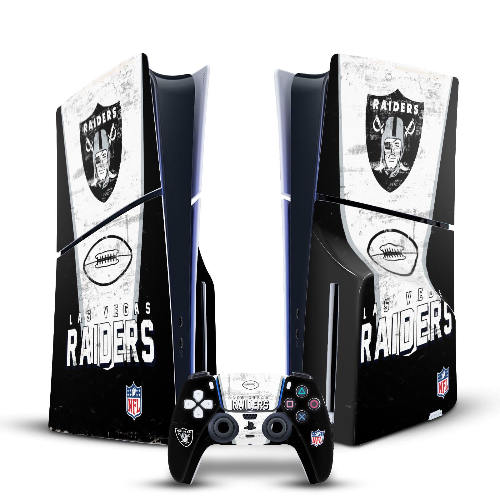 OFFICIAL NFL LAS VEGAS RAIDERS VINYL SKIN FOR PS5 SLIM DISC CONSOLE & CONTROLLER