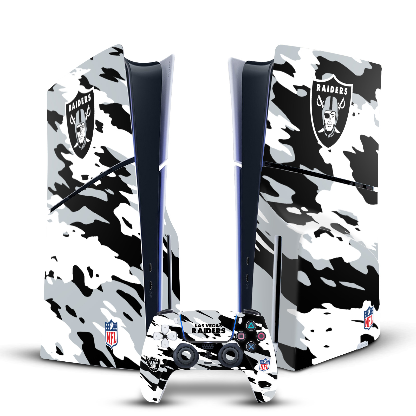 OFFICIAL NFL LAS VEGAS RAIDERS VINYL SKIN FOR PS5 SLIM DISC CONSOLE & CONTROLLER