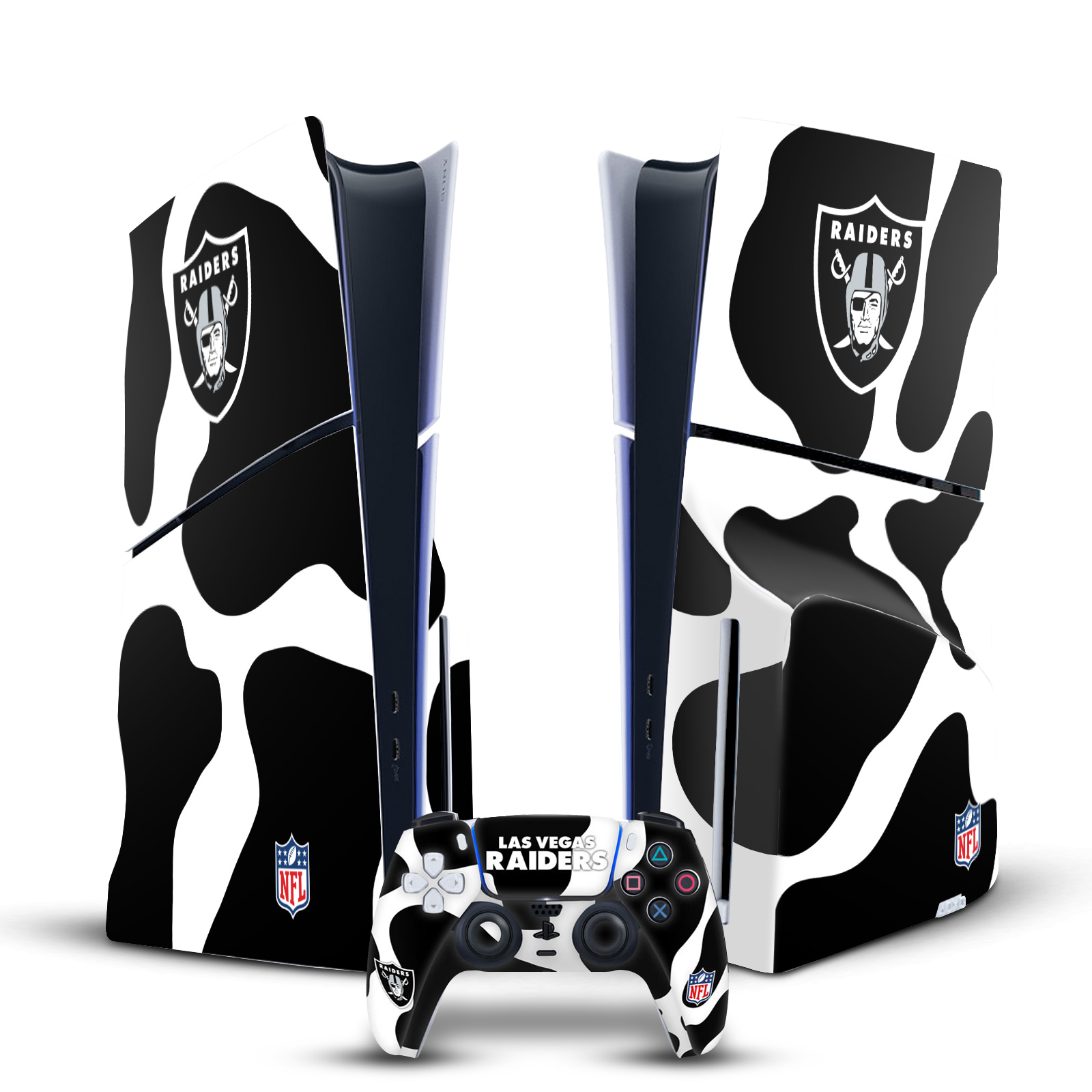 OFFICIAL NFL LAS VEGAS RAIDERS VINYL SKIN FOR PS5 SLIM DISC CONSOLE & CONTROLLER