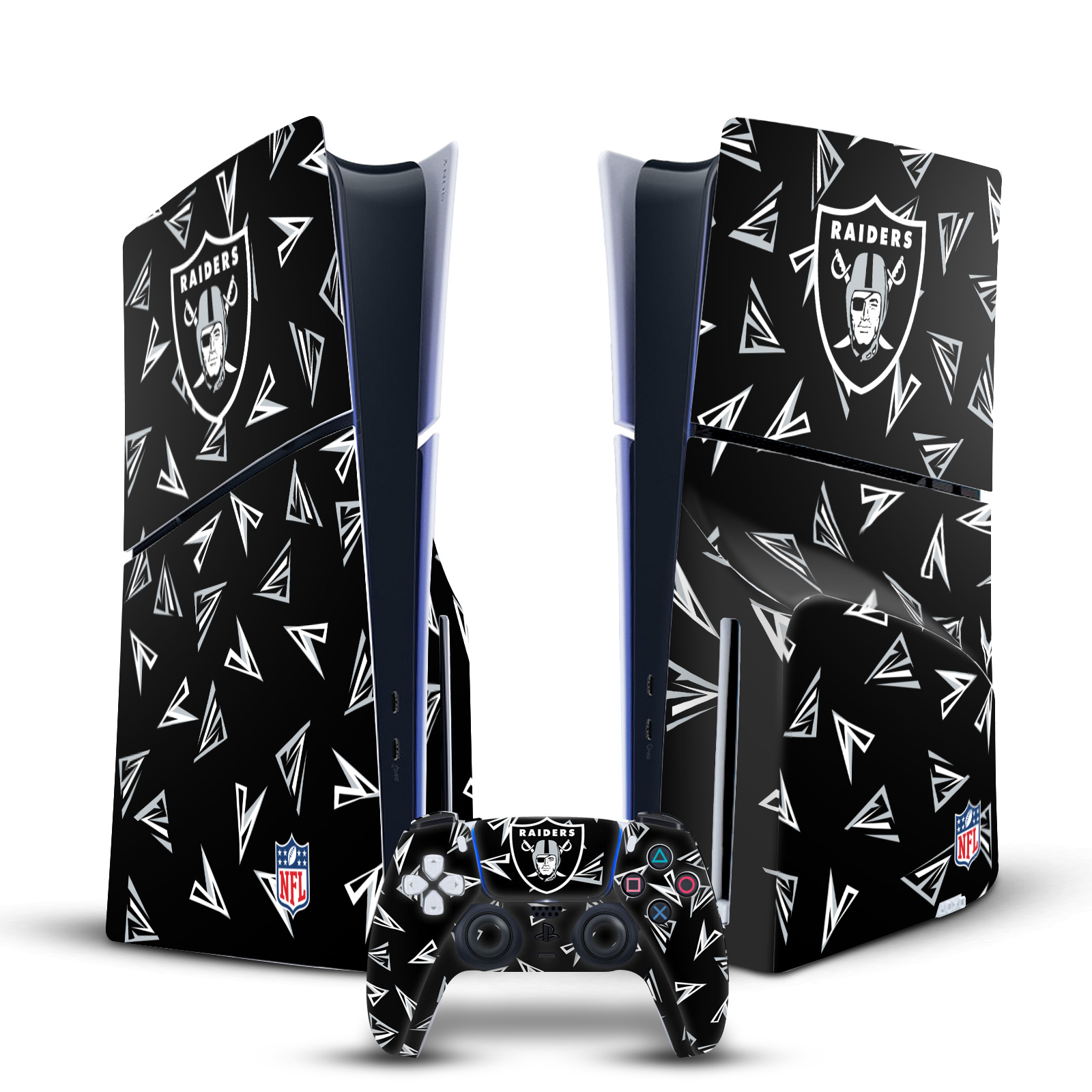 OFFICIAL NFL LAS VEGAS RAIDERS VINYL SKIN FOR PS5 SLIM DISC CONSOLE & CONTROLLER