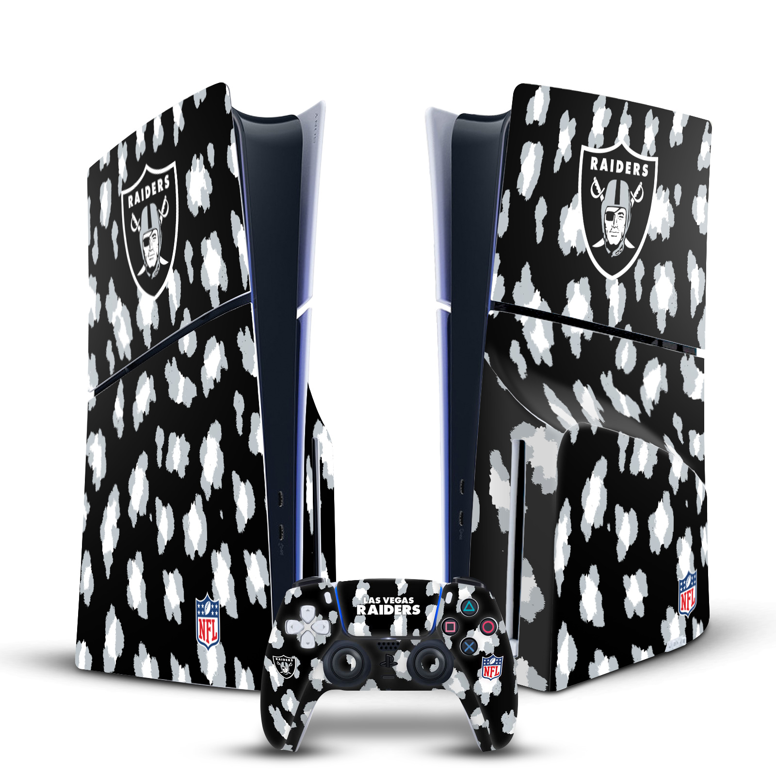 OFFICIAL NFL LAS VEGAS RAIDERS VINYL SKIN FOR PS5 SLIM DISC CONSOLE & CONTROLLER