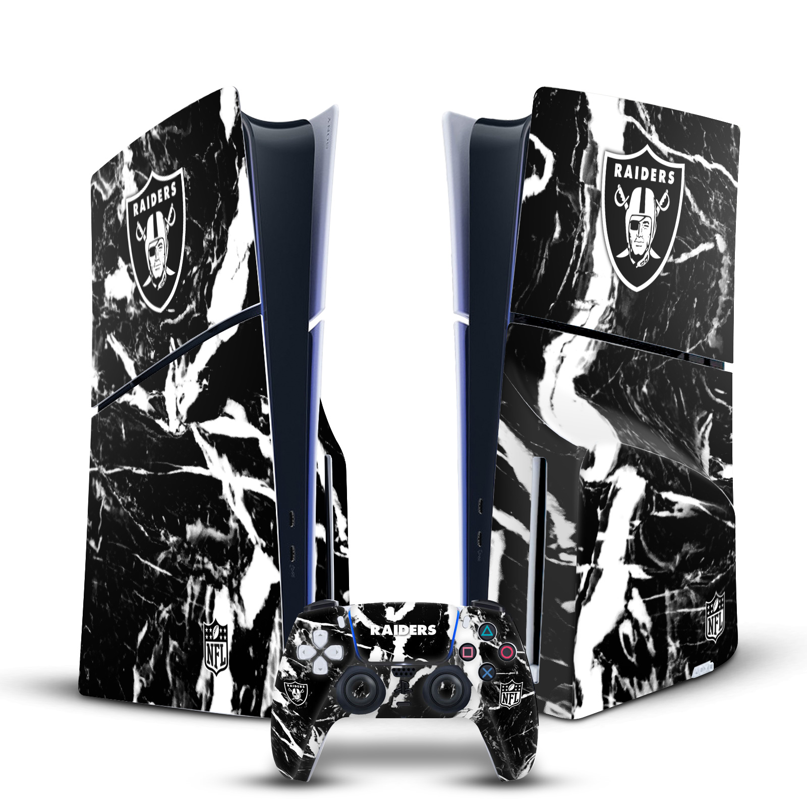 OFFICIAL NFL LAS VEGAS RAIDERS VINYL SKIN FOR PS5 SLIM DISC CONSOLE & CONTROLLER