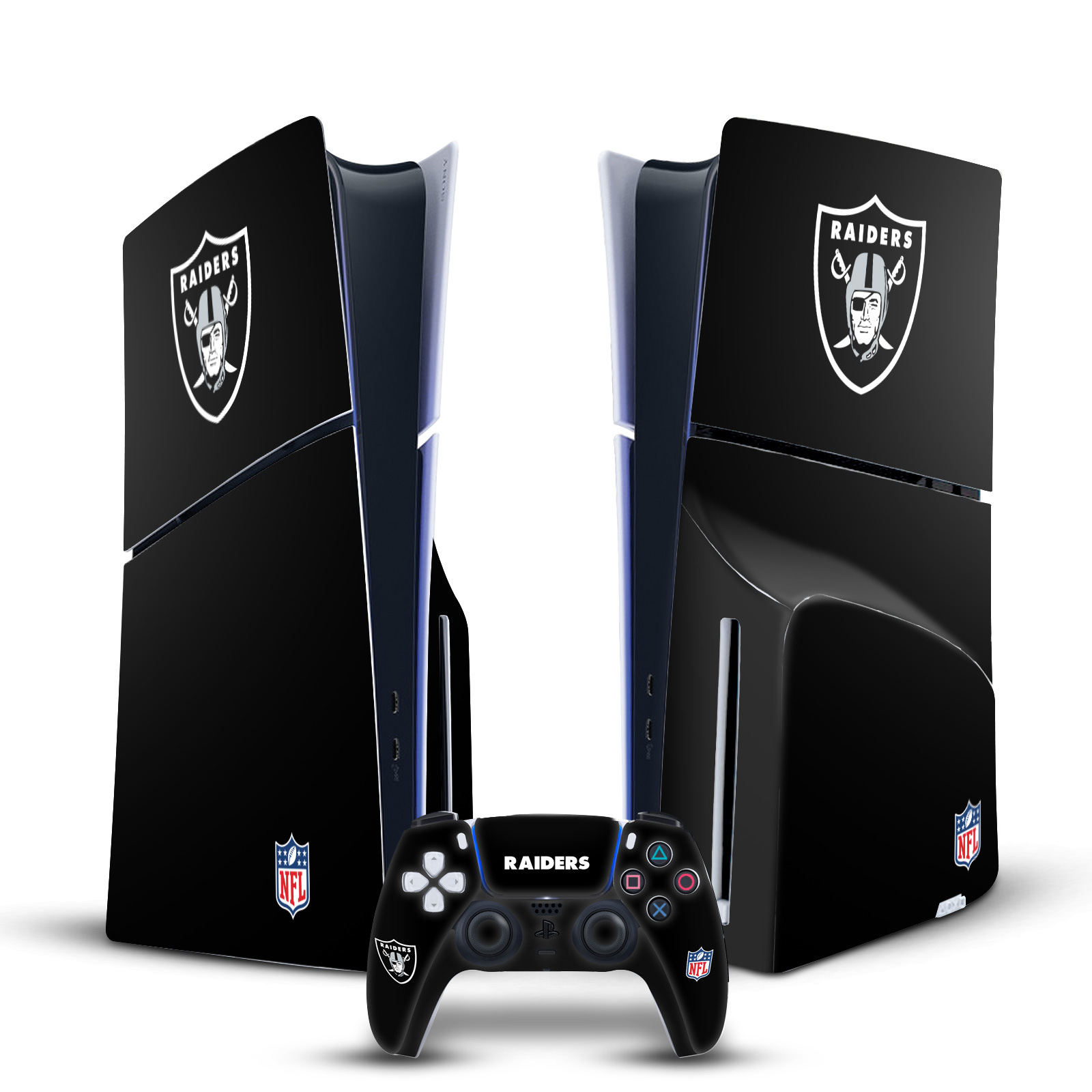 OFFICIAL NFL LAS VEGAS RAIDERS VINYL SKIN FOR PS5 SLIM DISC CONSOLE & CONTROLLER