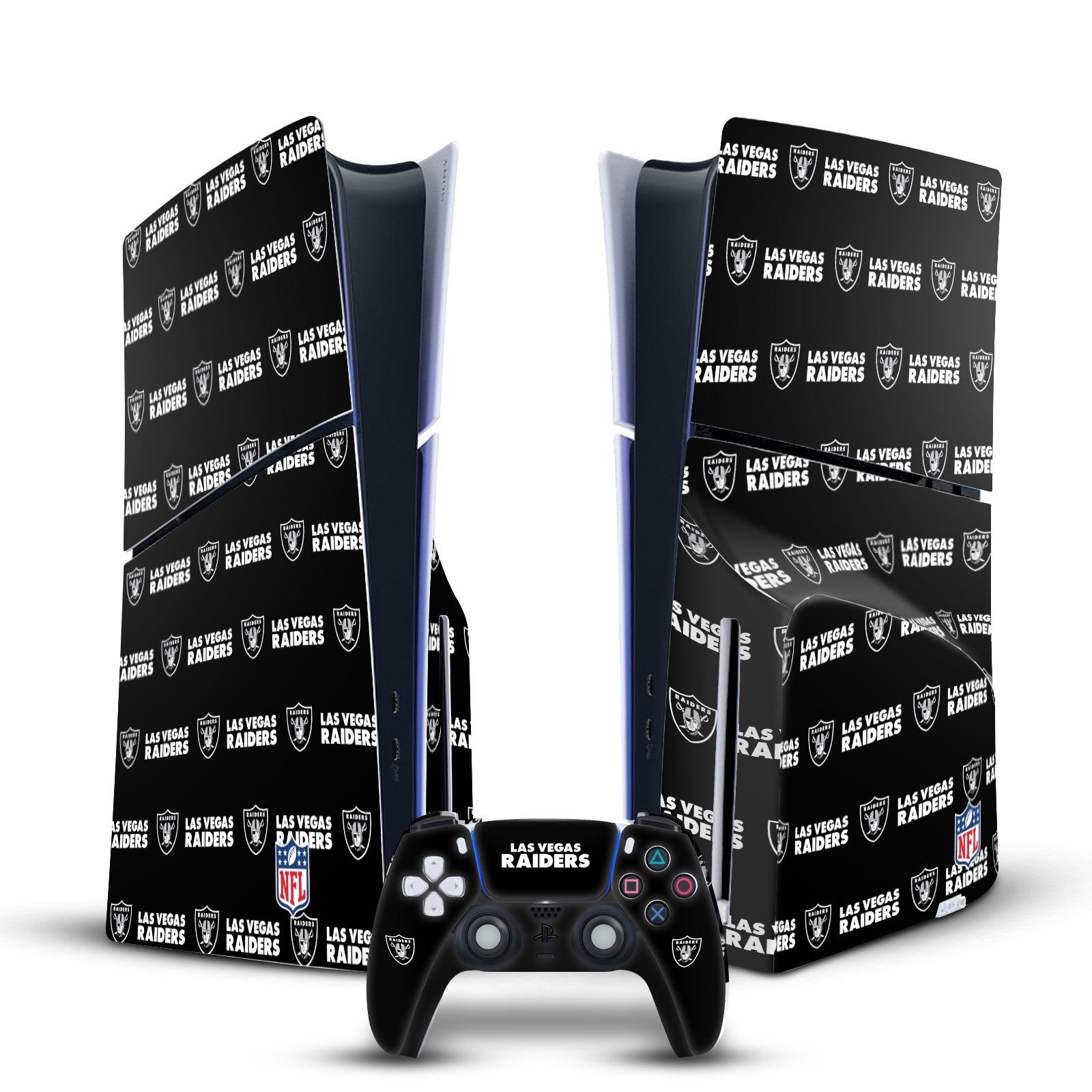 OFFICIAL NFL LAS VEGAS RAIDERS VINYL SKIN FOR PS5 SLIM DISC CONSOLE & CONTROLLER