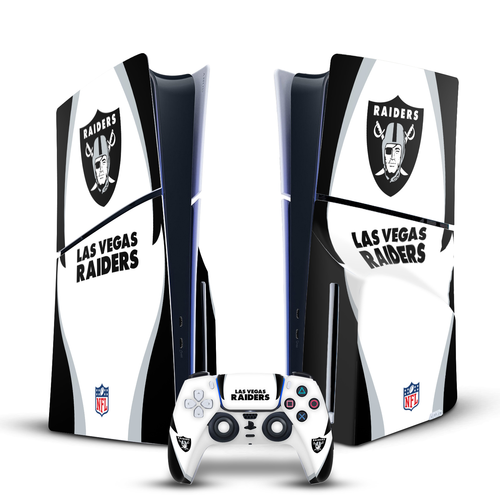 OFFICIAL NFL LAS VEGAS RAIDERS VINYL SKIN FOR PS5 SLIM DISC CONSOLE & CONTROLLER