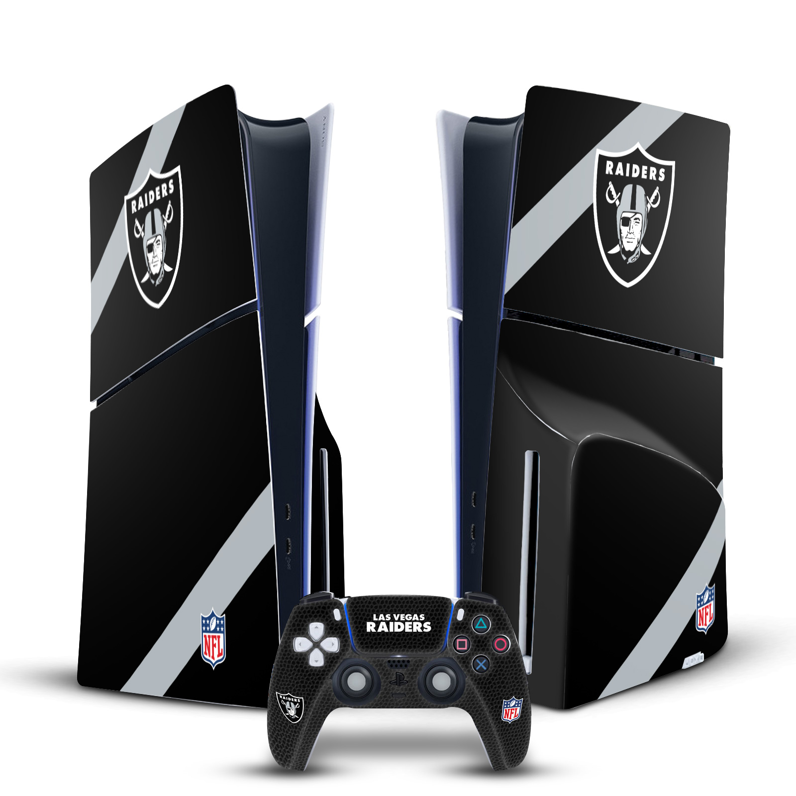 OFFICIAL NFL LAS VEGAS RAIDERS VINYL SKIN FOR PS5 SLIM DISC CONSOLE & CONTROLLER