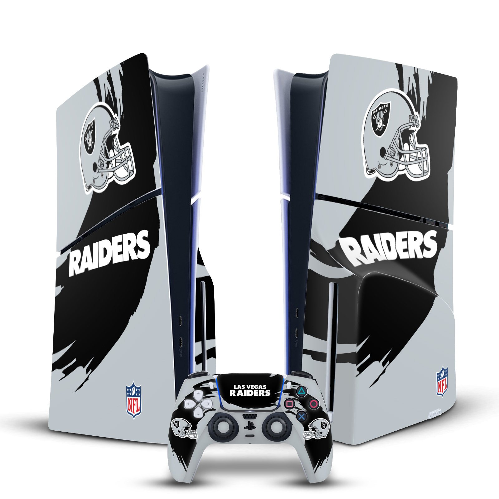 OFFICIAL NFL LAS VEGAS RAIDERS VINYL SKIN FOR PS5 SLIM DISC CONSOLE & CONTROLLER