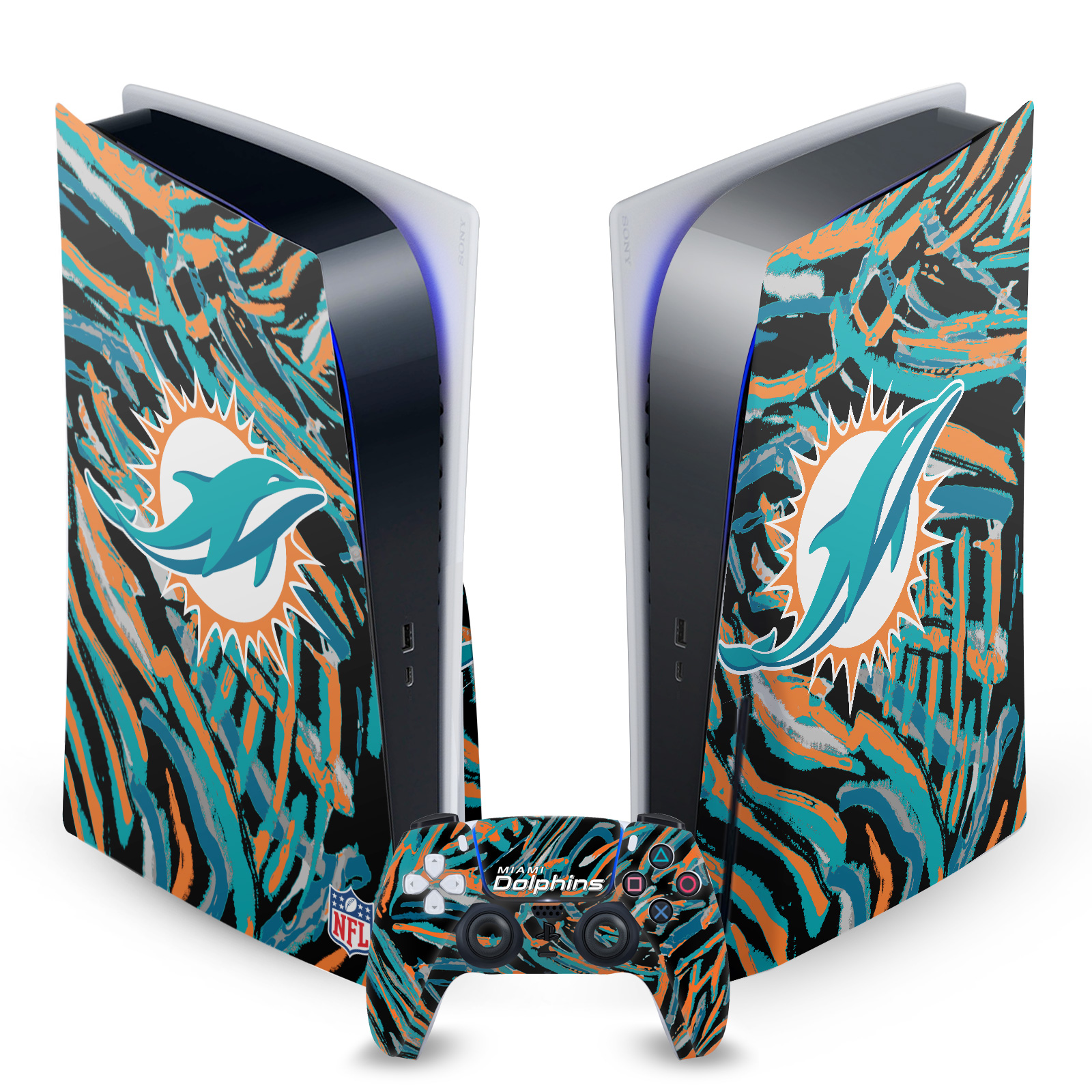 OFFICIAL NFL MIAMI DOLPHINS VINYL SKIN DECAL FOR SONY PS5 DISC EDITION BUNDLE