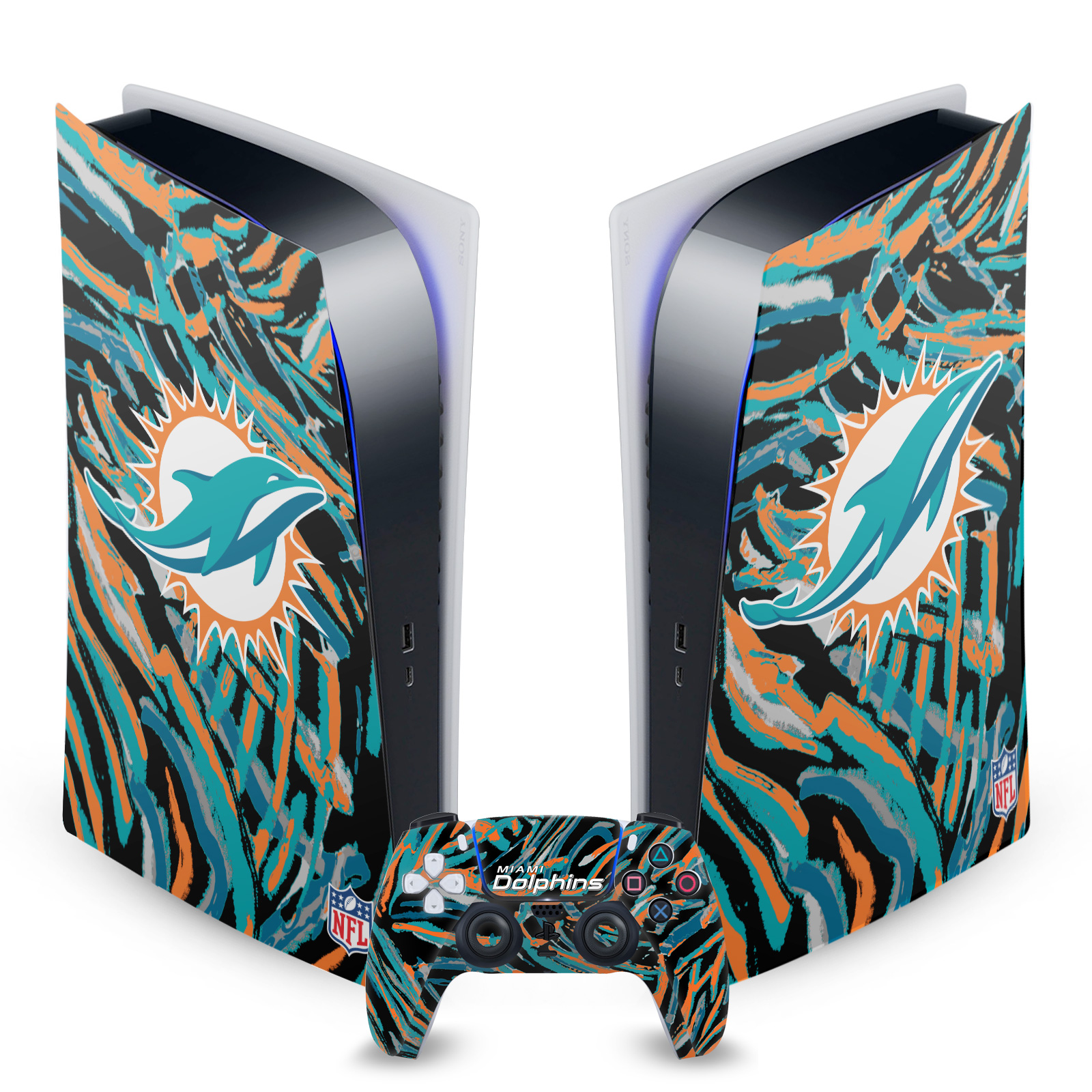 OFFICIAL NFL MIAMI DOLPHINS VINYL SKIN DECAL FOR SONY PS5 DIGITAL EDITION BUNDLE