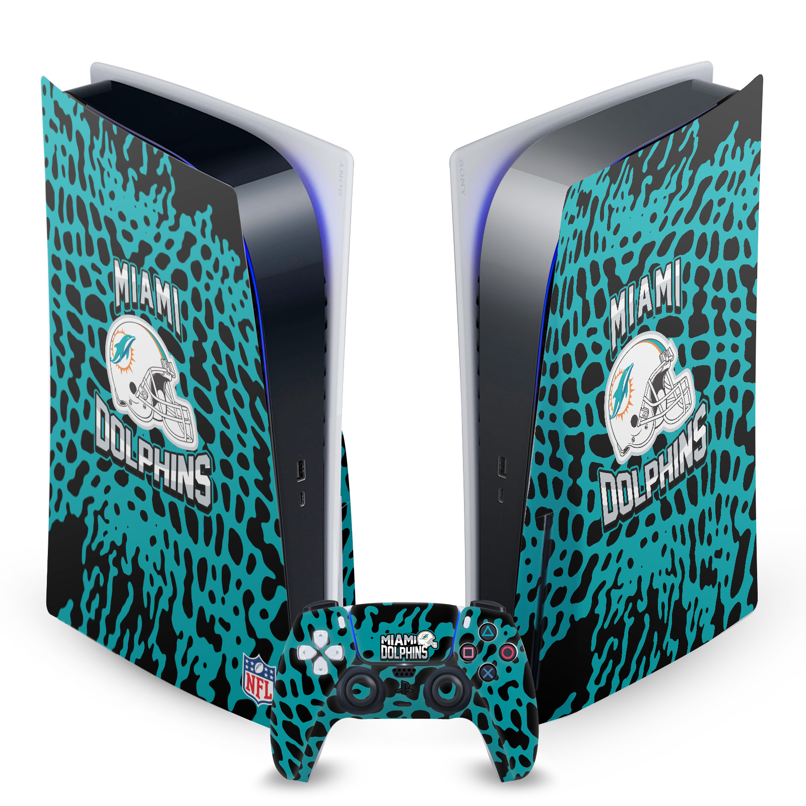 OFFICIAL NFL MIAMI DOLPHINS VINYL SKIN DECAL FOR SONY PS5 DISC EDITION BUNDLE