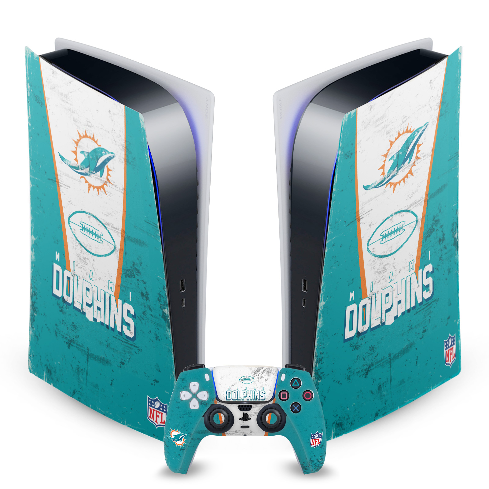 OFFICIAL NFL MIAMI DOLPHINS VINYL SKIN DECAL FOR SONY PS5 DIGITAL EDITION BUNDLE