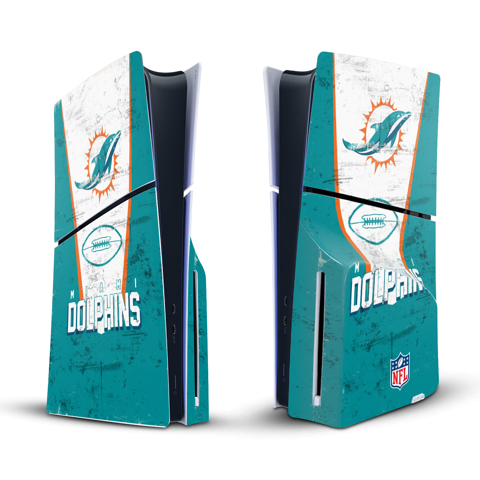 NFL MIAMI DOLPHINS VINYL SKIN DECAL FOR SONY PS5 SLIM DISC EDITION CONSOLE