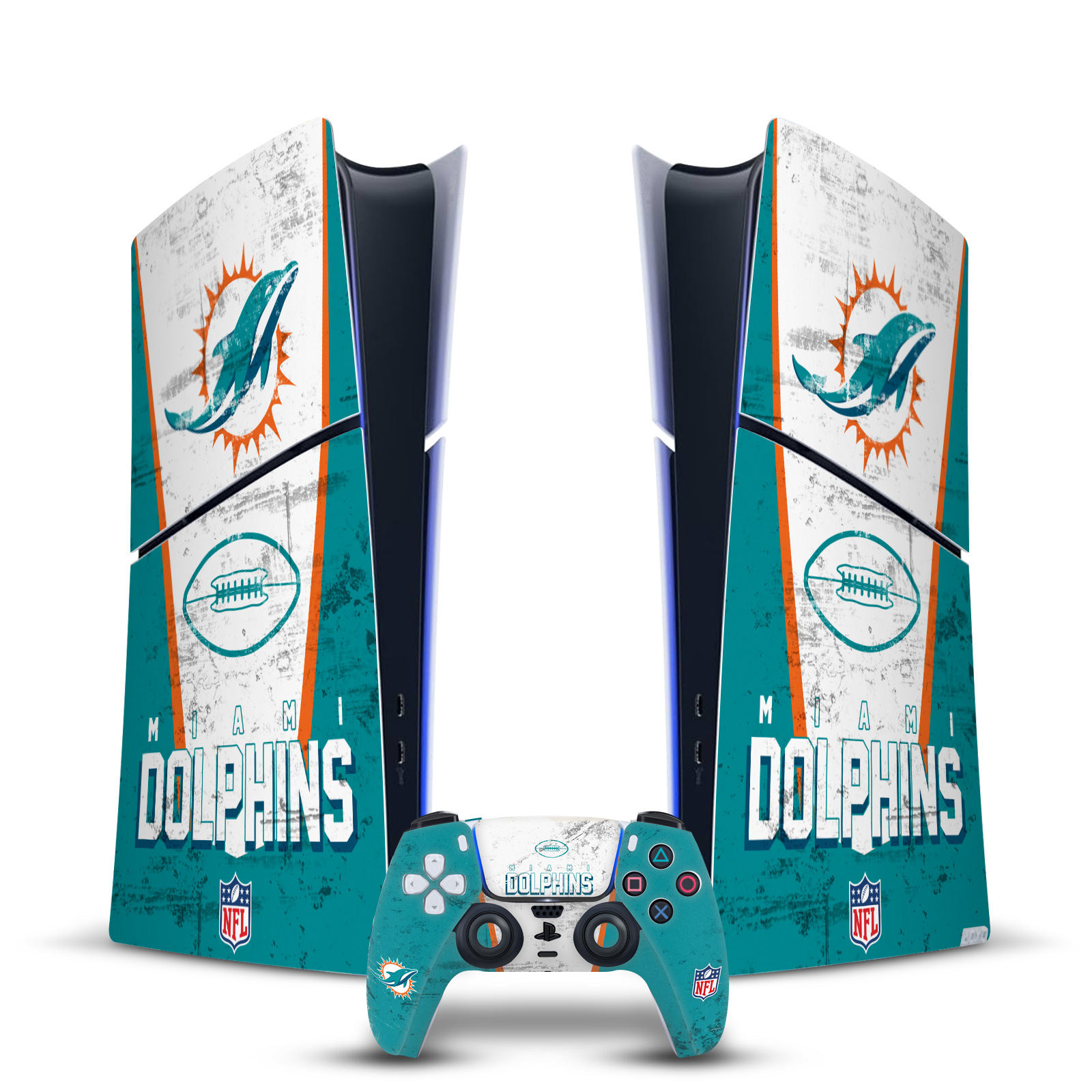 OFFICIAL NFL MIAMI DOLPHINS VINYL SKIN FOR PS5 SLIM DIGITAL CONSOLE & CONTROLLER