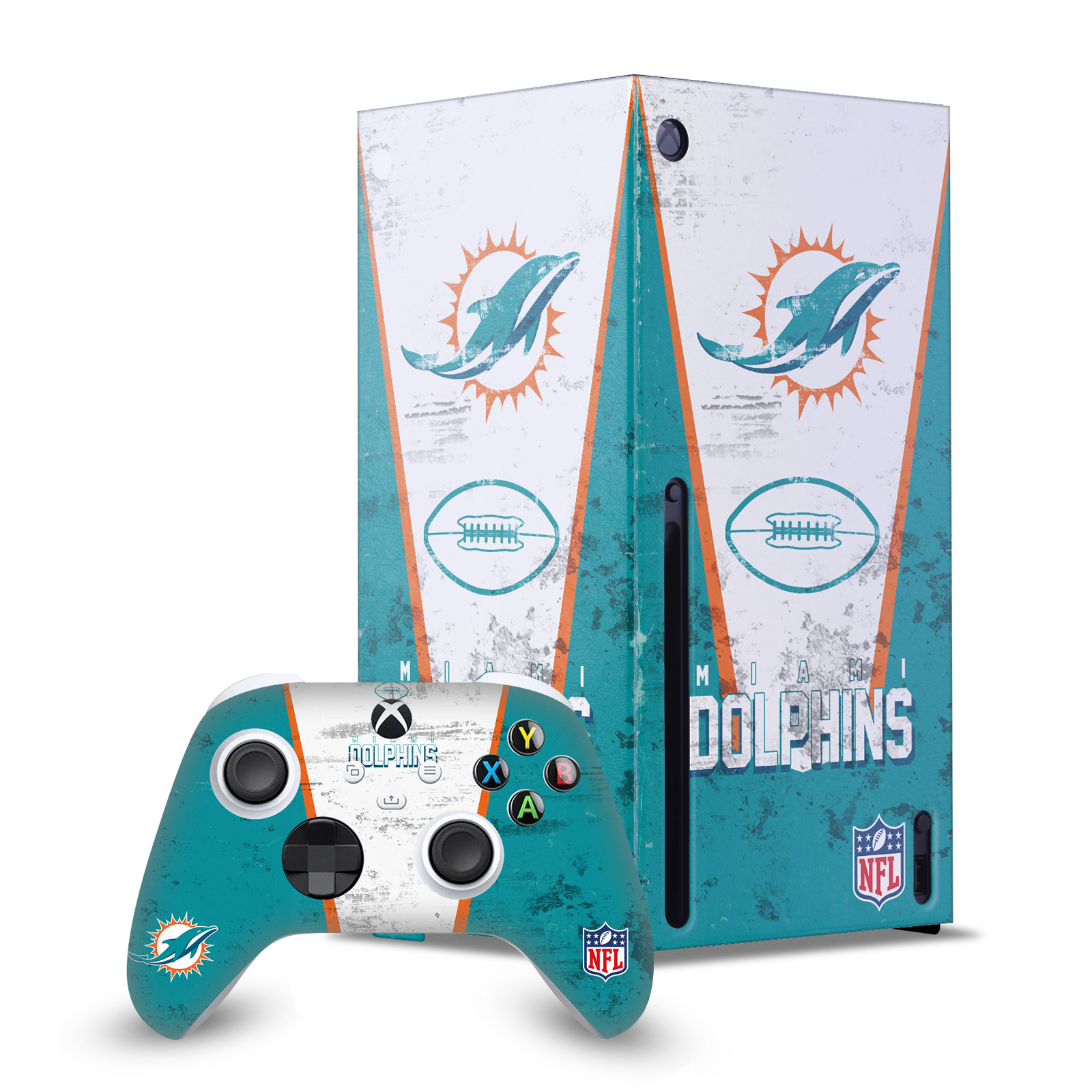 OFFICIAL NFL MIAMI DOLPHINS CONSOLE WRAP AND CONTROLLER SKIN FOR XBOX SERIES X