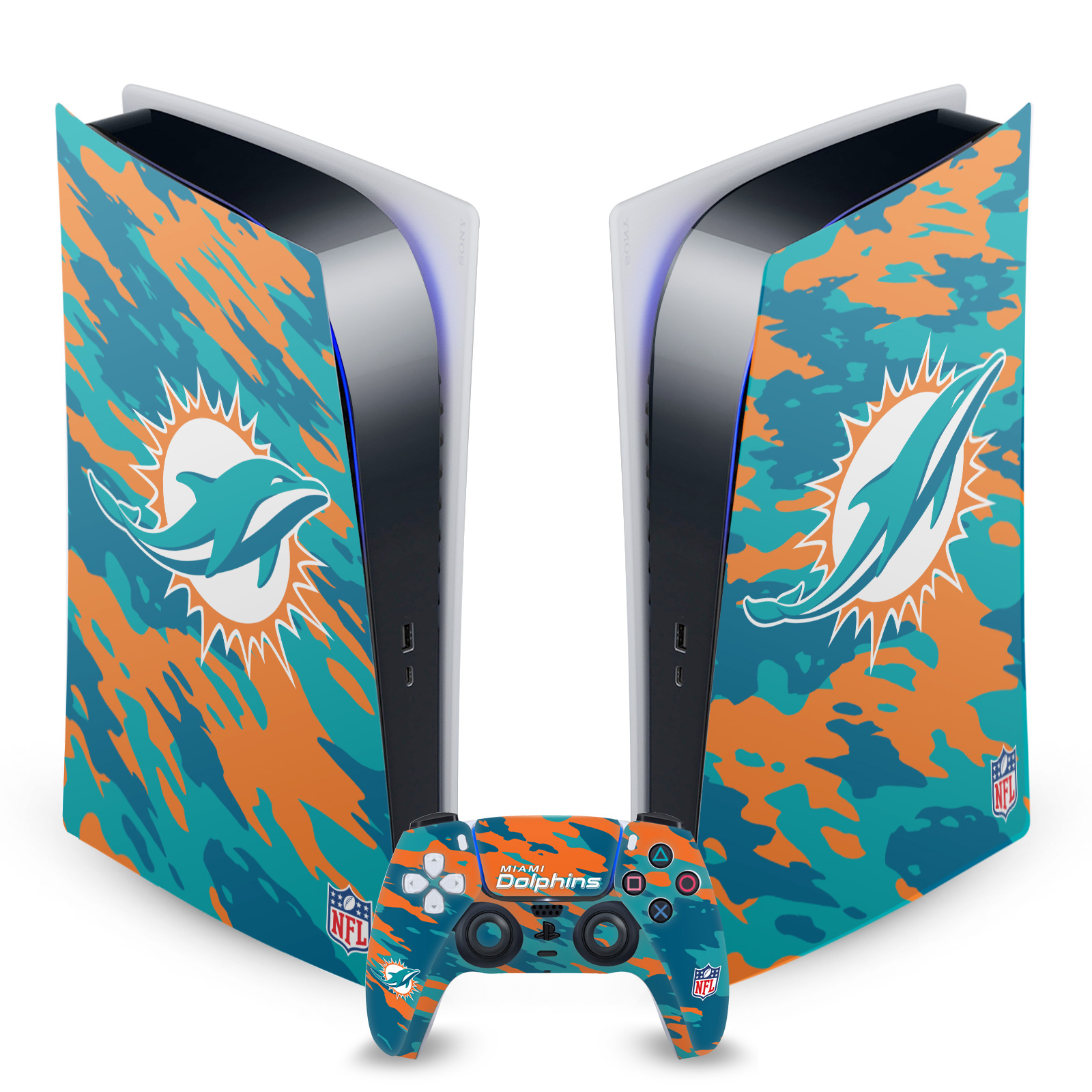 OFFICIAL NFL MIAMI DOLPHINS VINYL SKIN DECAL FOR SONY PS5 DIGITAL EDITION BUNDLE