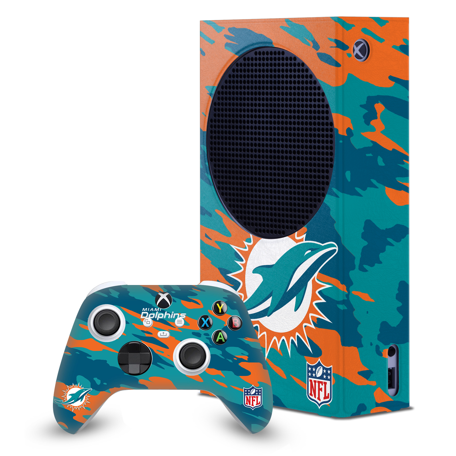 OFFICIAL NFL MIAMI DOLPHINS CONSOLE WRAP AND CONTROLLER SKIN FOR XBOX SERIES S