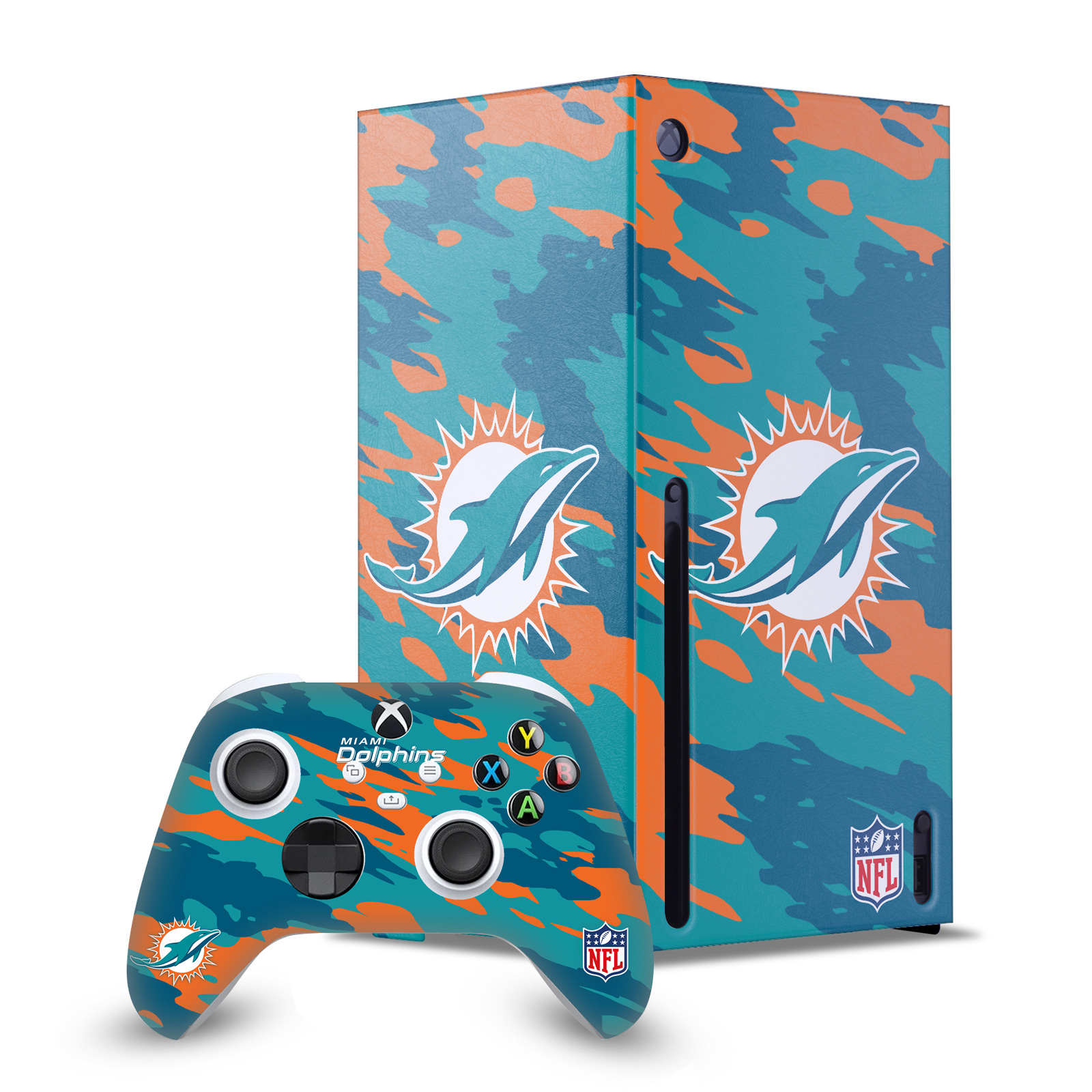 OFFICIAL NFL MIAMI DOLPHINS CONSOLE WRAP AND CONTROLLER SKIN FOR XBOX SERIES X