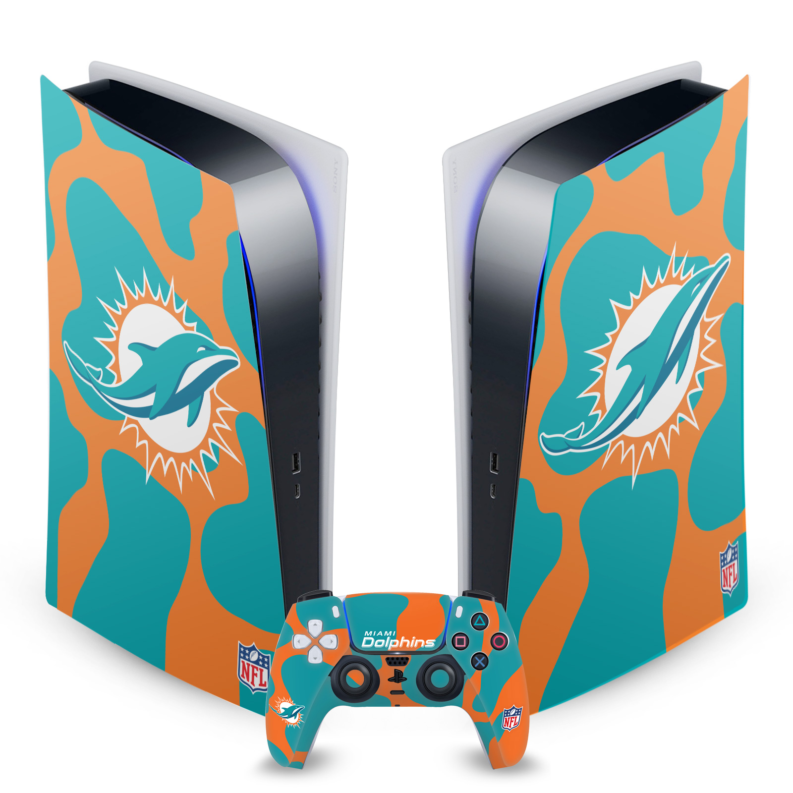 OFFICIAL NFL MIAMI DOLPHINS VINYL SKIN DECAL FOR SONY PS5 DIGITAL EDITION BUNDLE