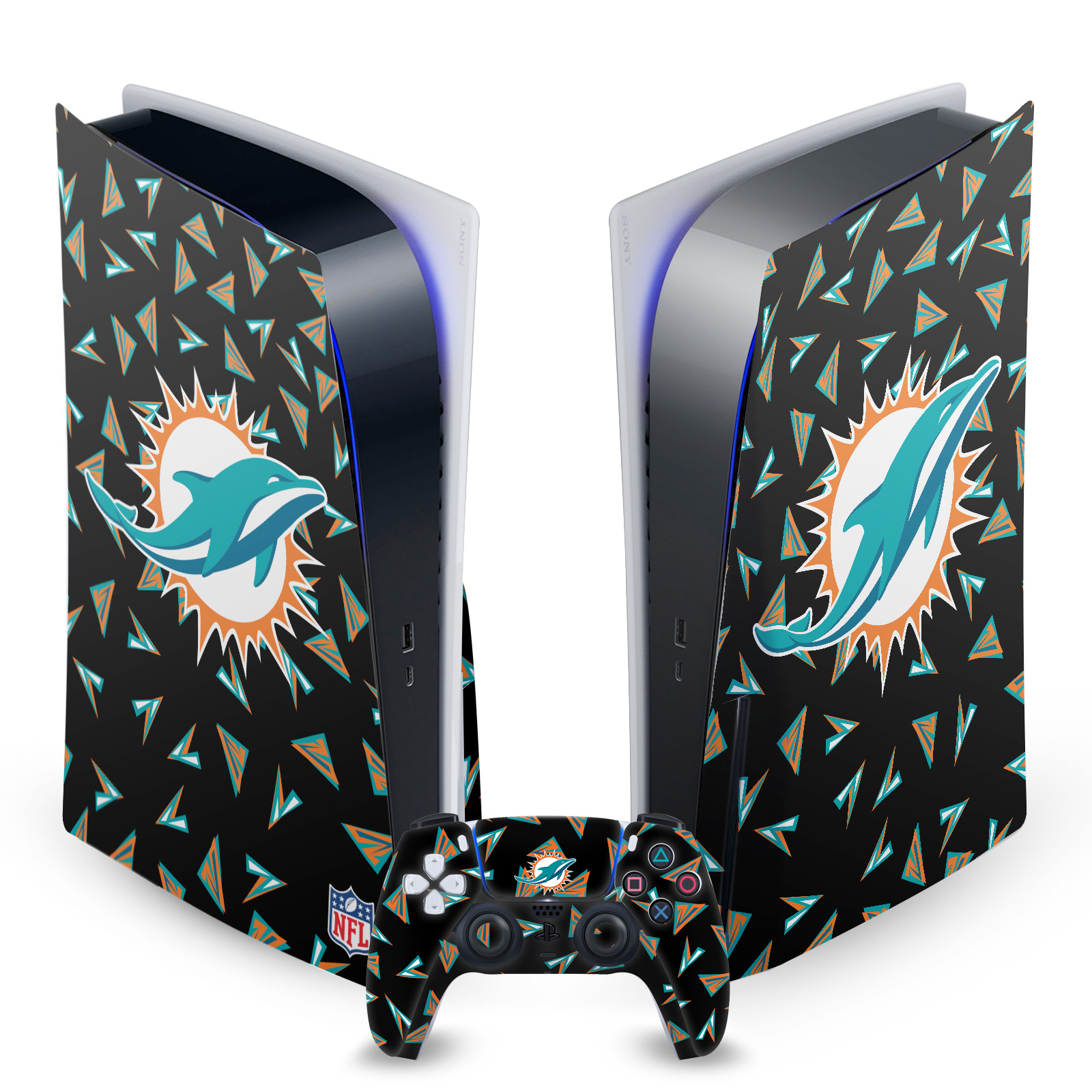 OFFICIAL NFL MIAMI DOLPHINS VINYL SKIN DECAL FOR SONY PS5 DISC EDITION BUNDLE